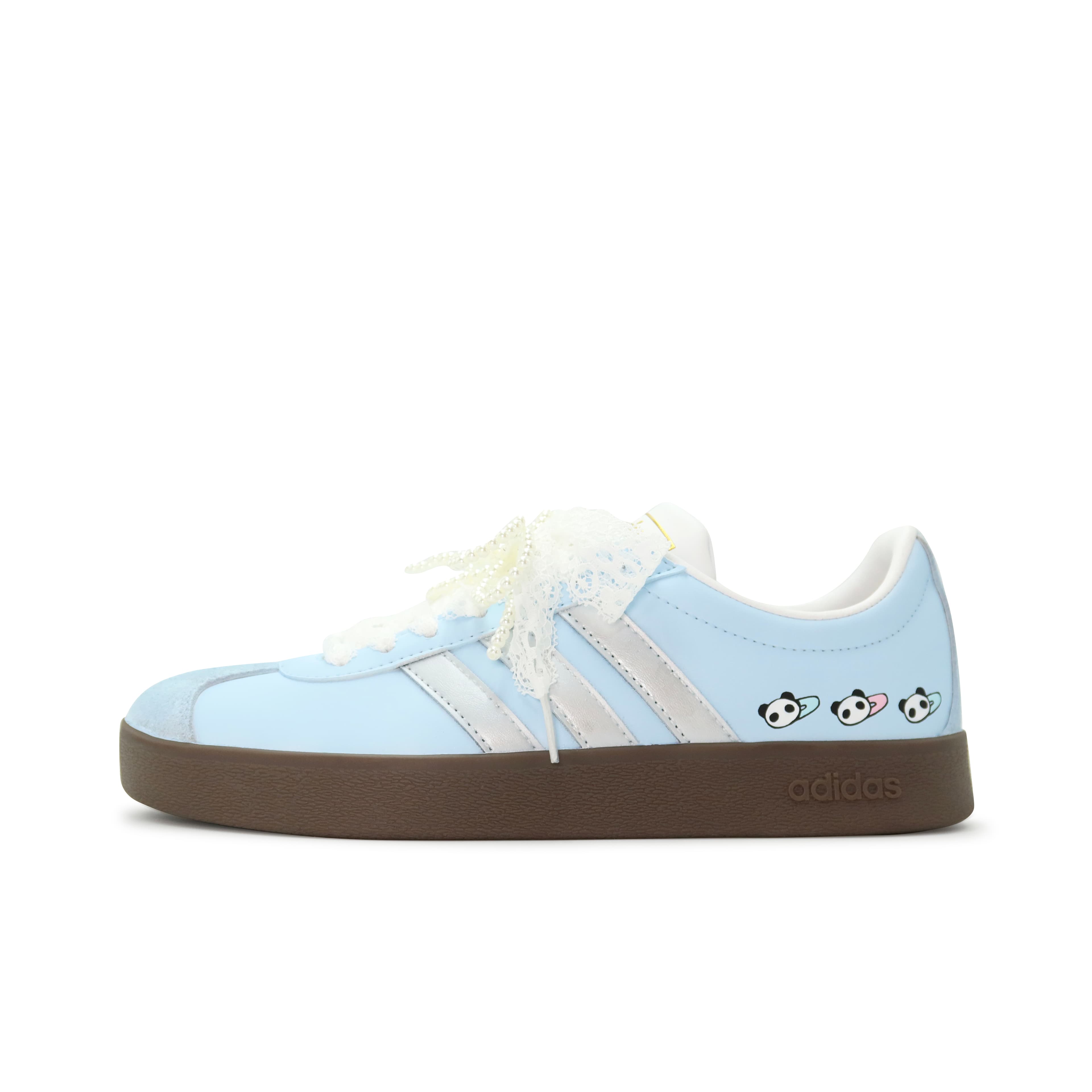 Adidas Vl Court Slip-Resistant Low-Top Skateboard Shoes Unisex Light Blue
