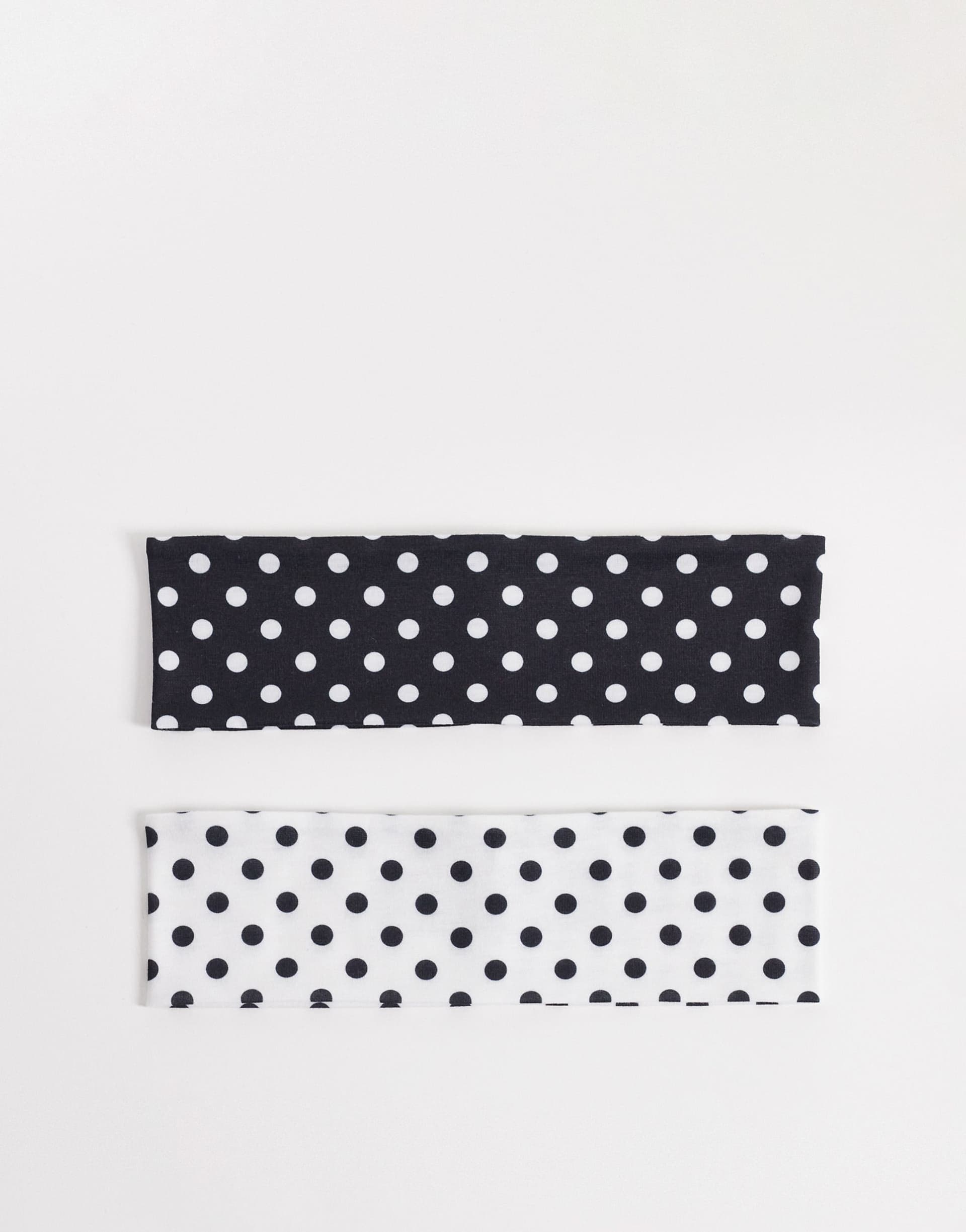Reclaimed Vintage polka dot 2 pack headband in black and white
