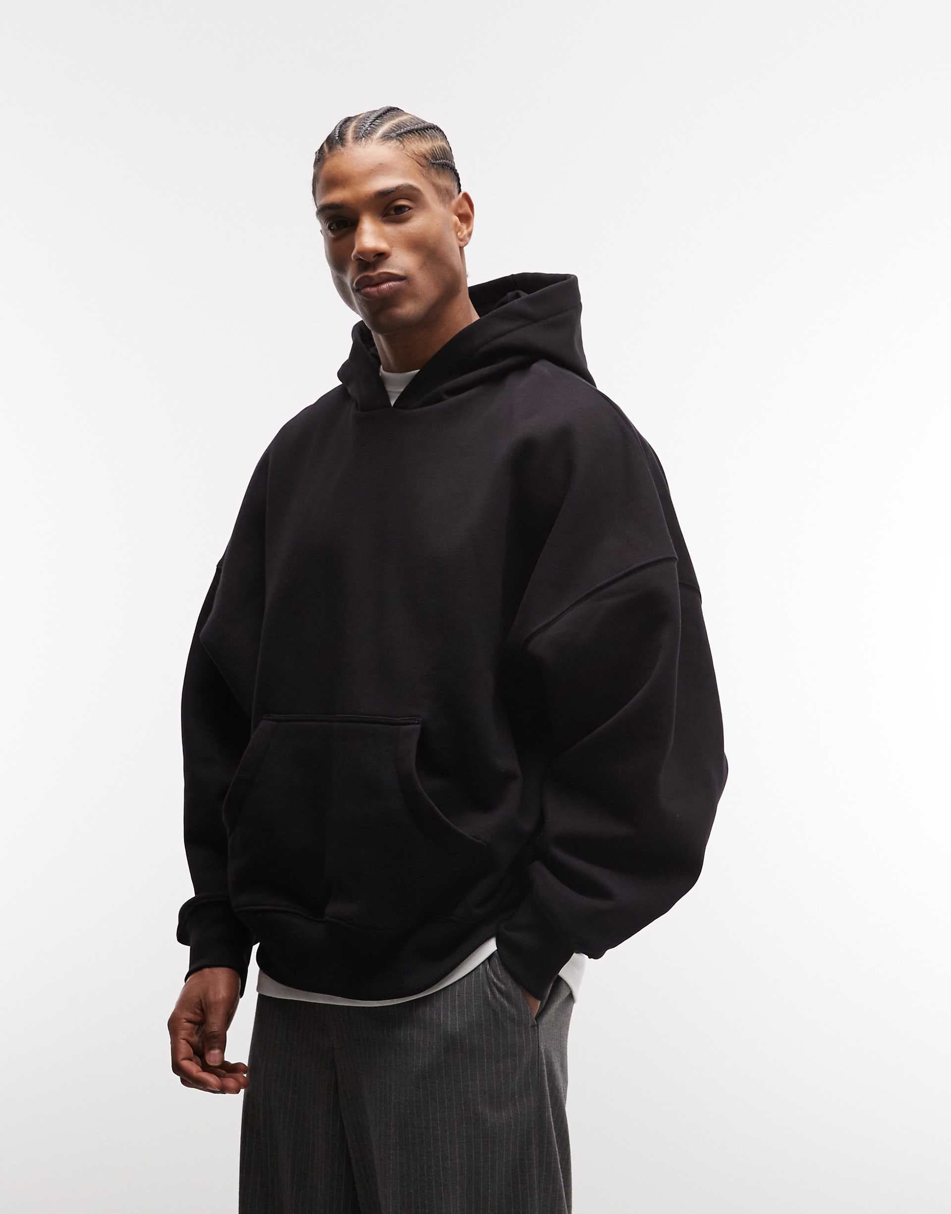 ASOS DESIGN premium heavyweight extreme oversized hoodie in 400gsm black