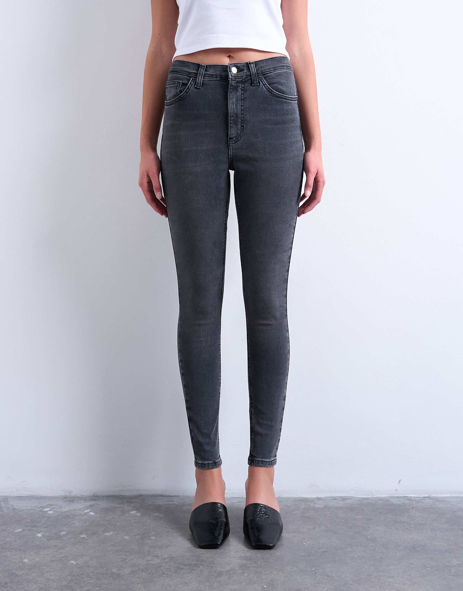 Topshop Jamie high rise skinny jeans in washed black