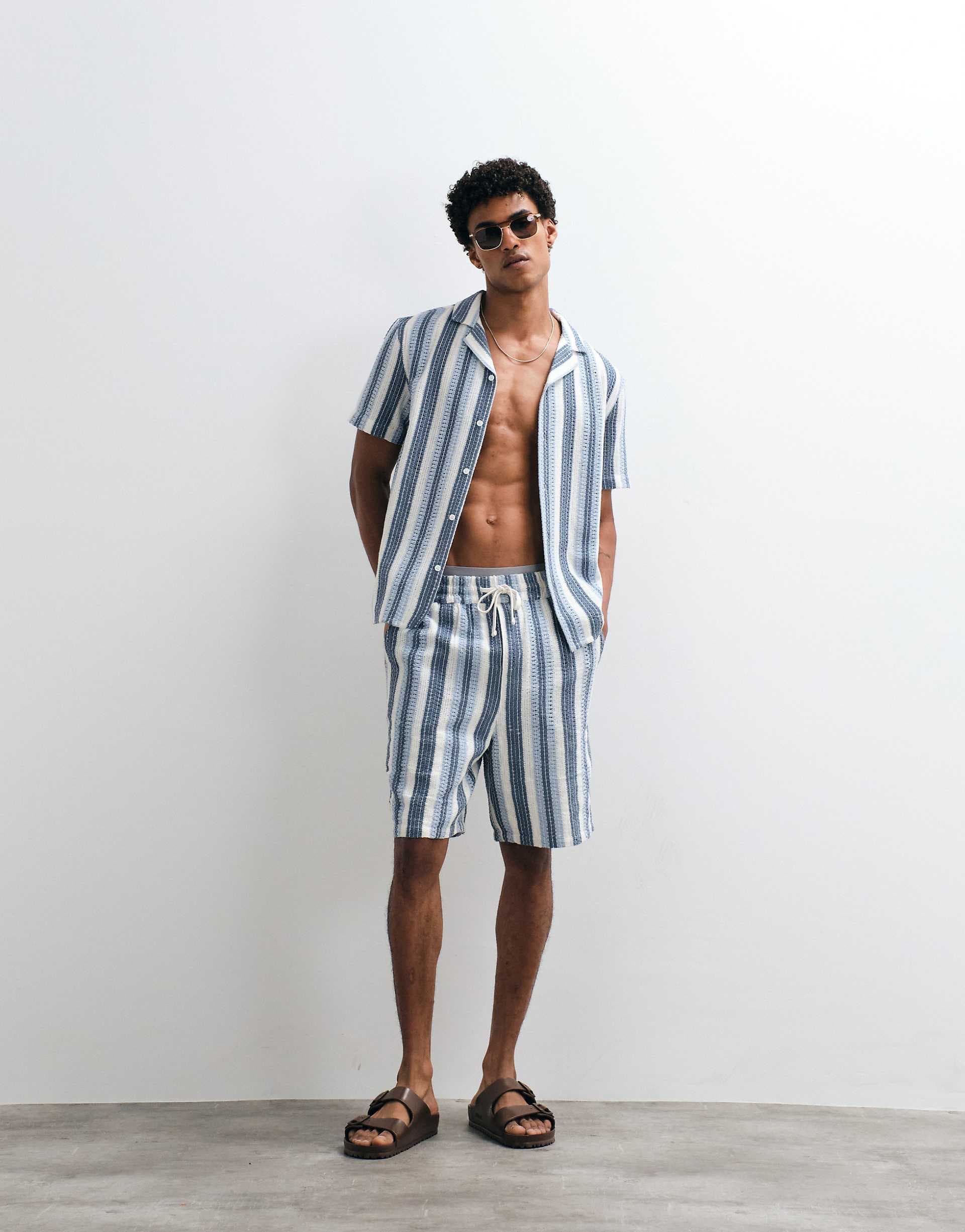 Aray crochet shorts in blue stripe