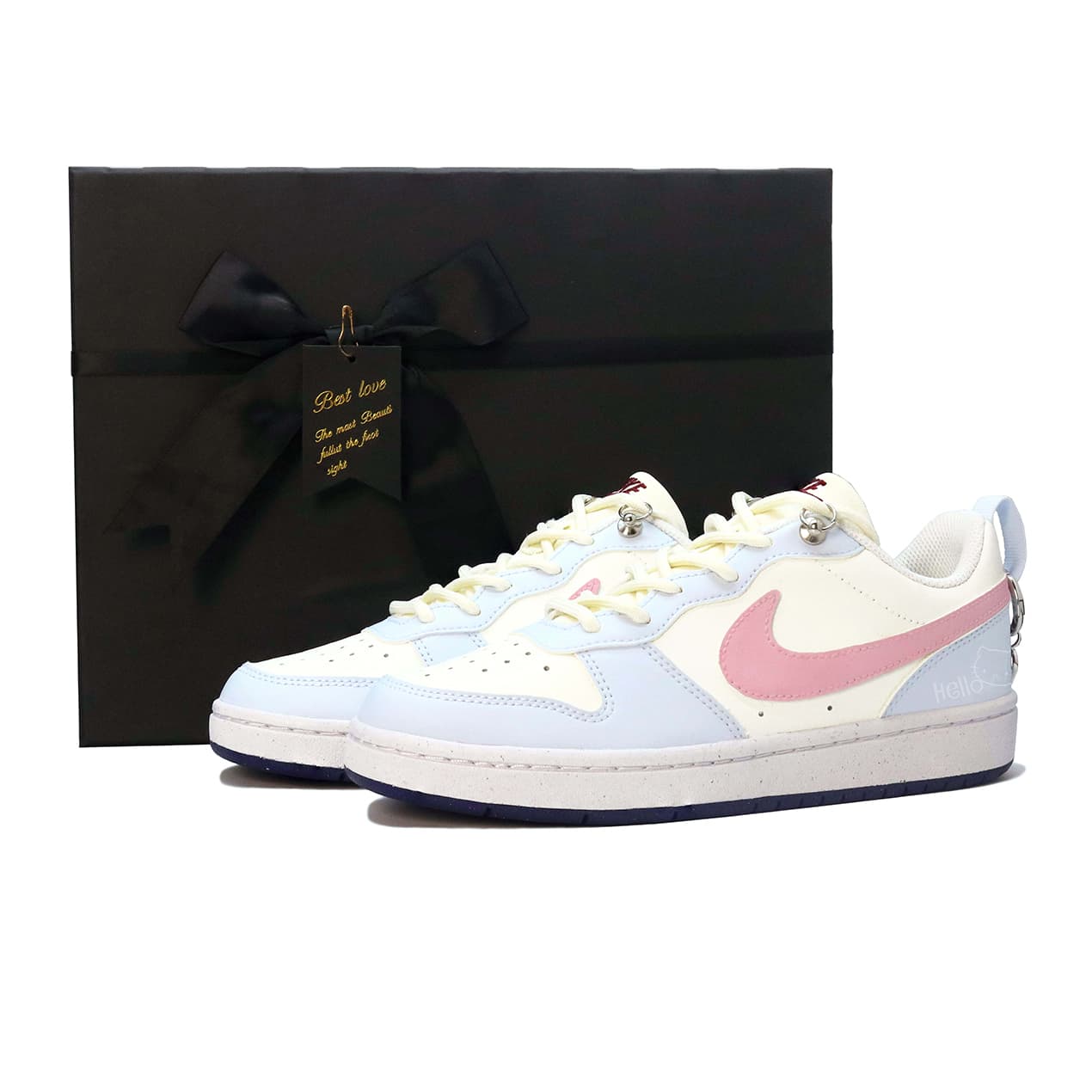 Nike Court Borough Skateboard Shoes Women's Low-Top Yellow Pink Purple