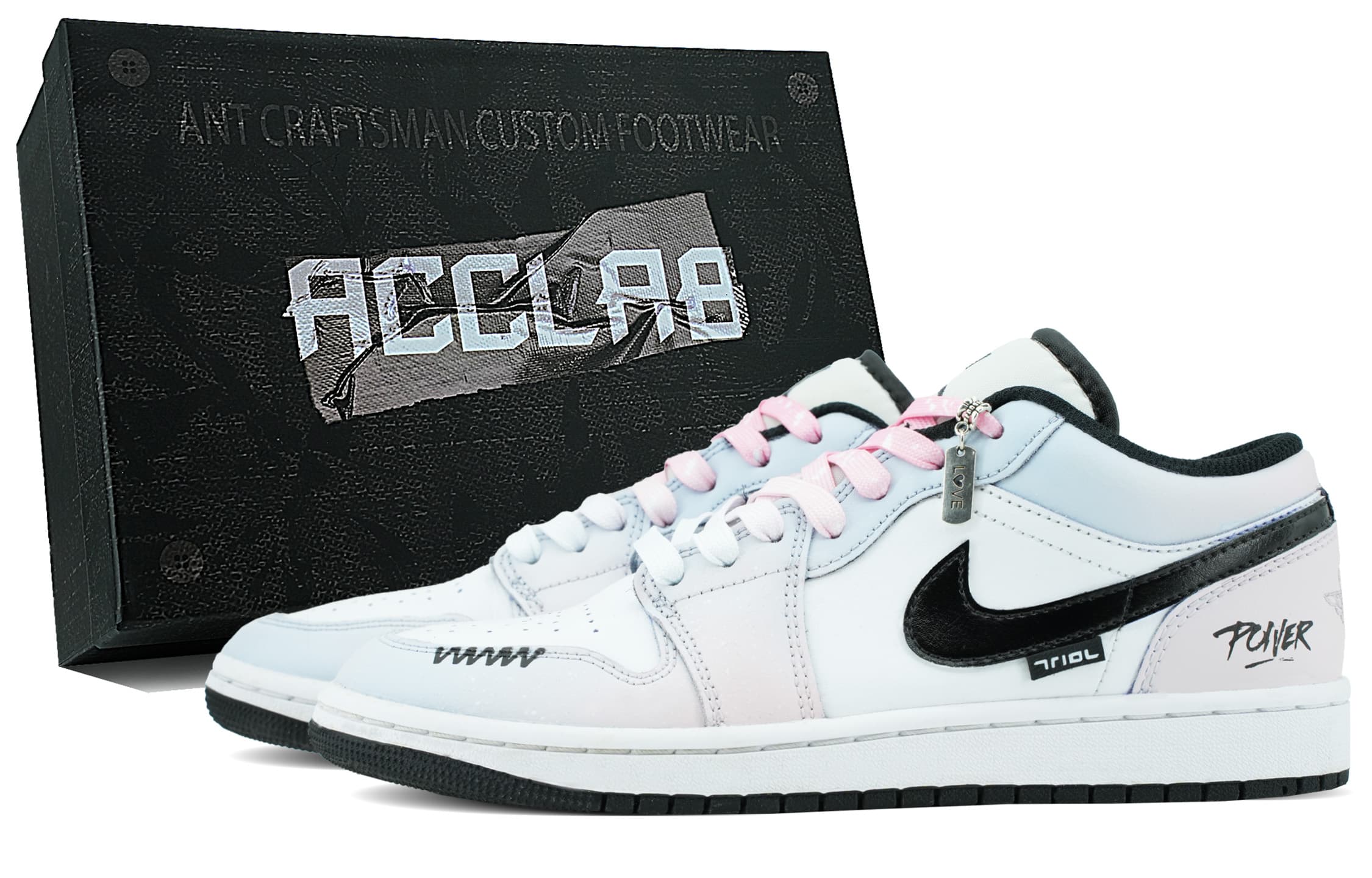 Jordan Air Jordan 1 Cushioning Wear-Resistant Low-Top Vintage Basketball Shoes Men's Blue Pink