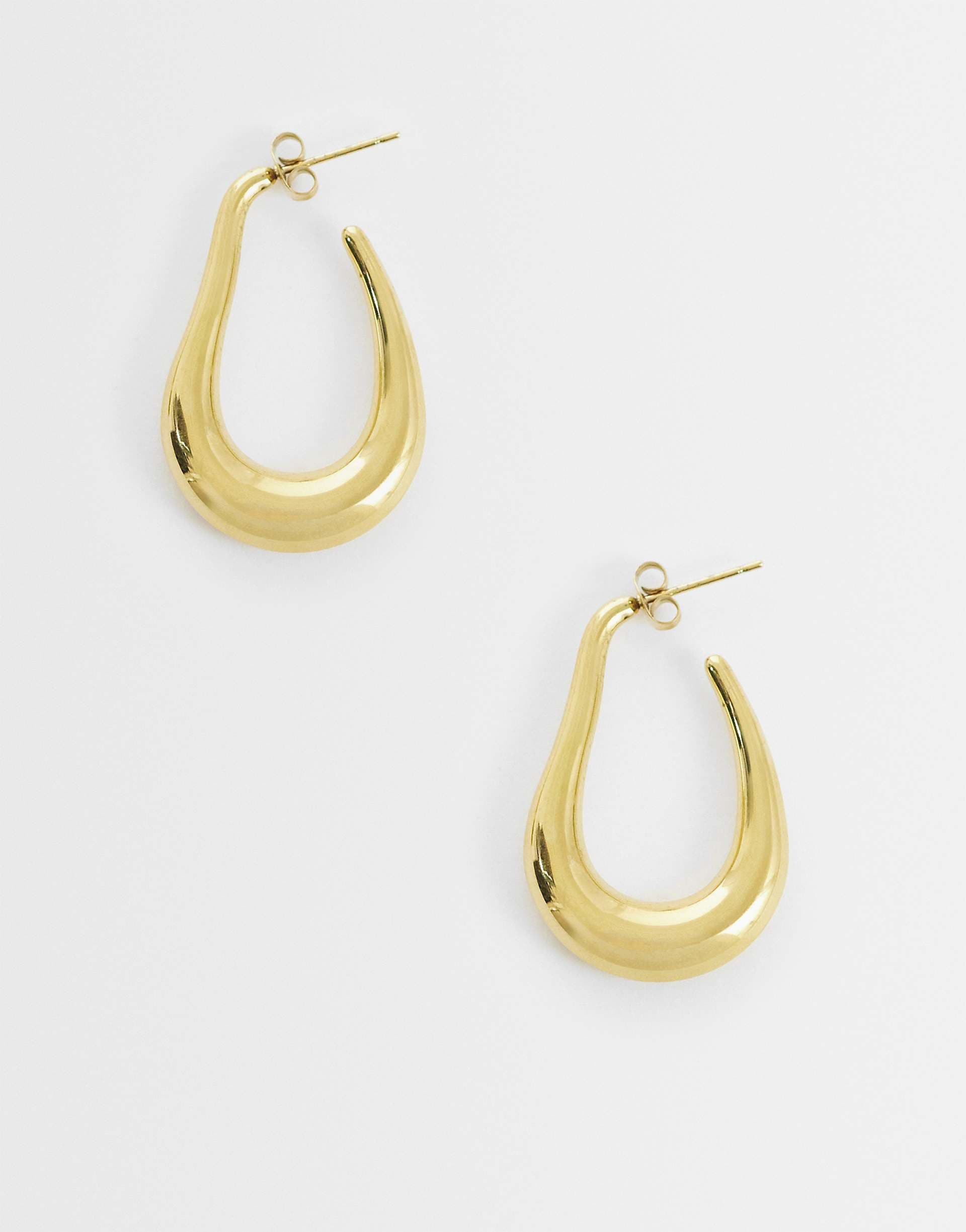 Lost Souls liquified oval hoops in 18kt gold plated stainless steel