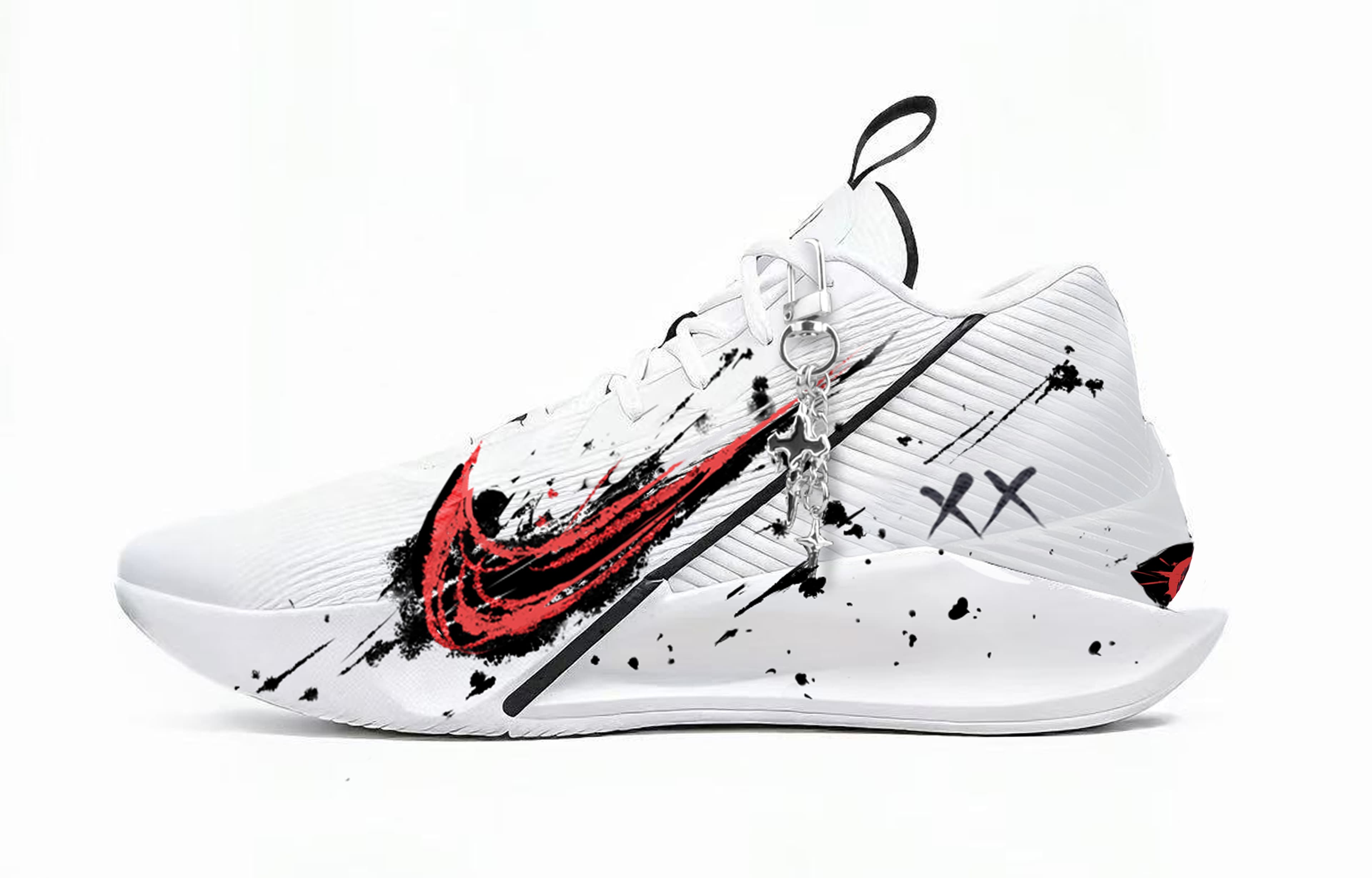 Custom Sneakers Nike G.T. Jump Academy 'Judgment Day' Fashion Trendy Classic Versatile Comfortable Graffiti Splatter Mesh High-Top Basketball Shoes Men's Black White