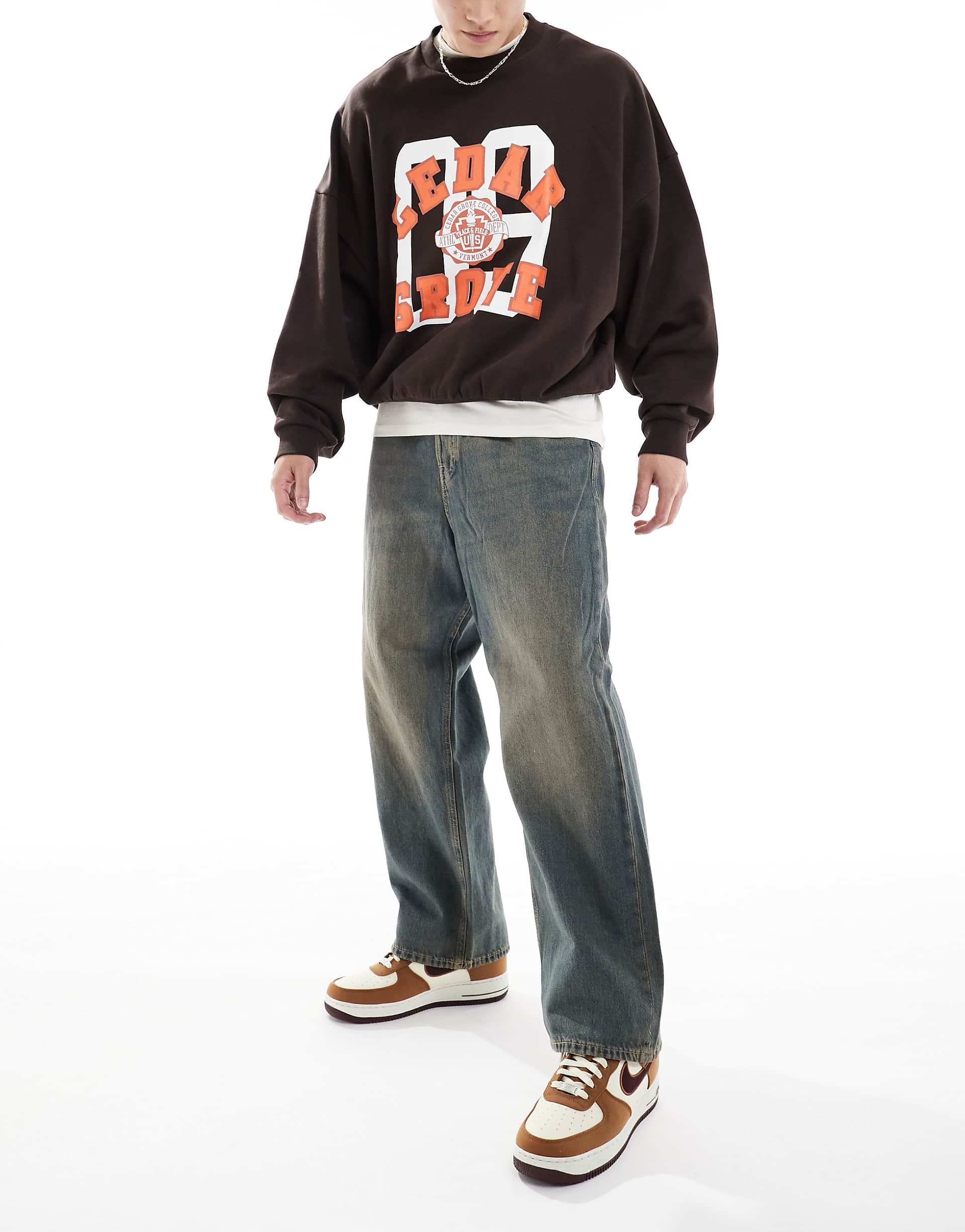 Jack & Jones ron skater jeans with brown cast wash in black
