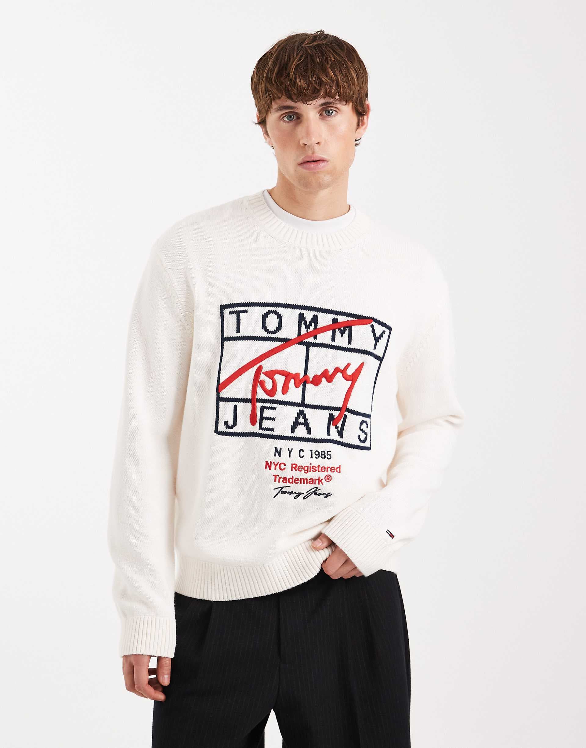 Tommy Jeans signature graphic logo sweater in white