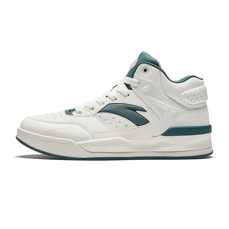 Anta Slip-Resistant Height Increasing High-Top Skateboard Shoes Men's White Green