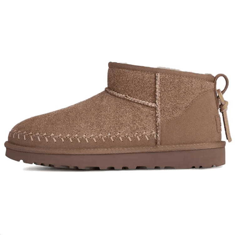 UGG CLASSIC ULTRA MINI Calfskin Warm Comfortable Versatile Ankle Snow Boots Women's Brick Red