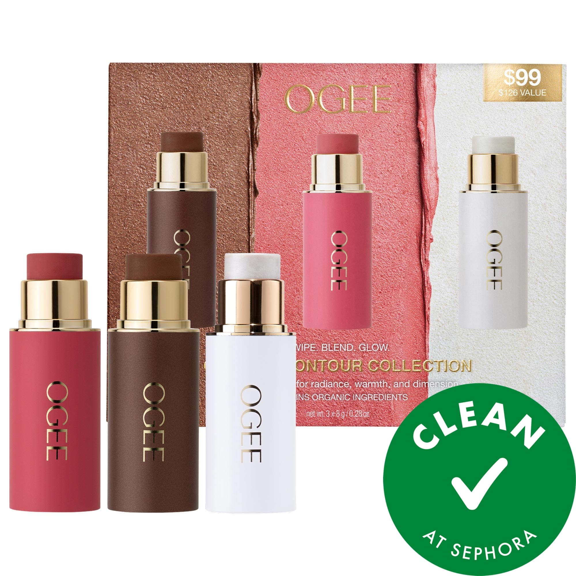 Crystal Contour Collection - Cream Bronzer Blush and Highlighter Set