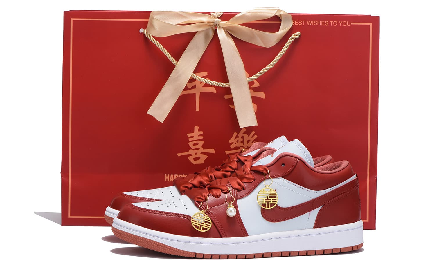 Jordan Air Jordan 1 Slip-Resistant Coverage Low-Top Vintage Basketball Shoes Women's True Red