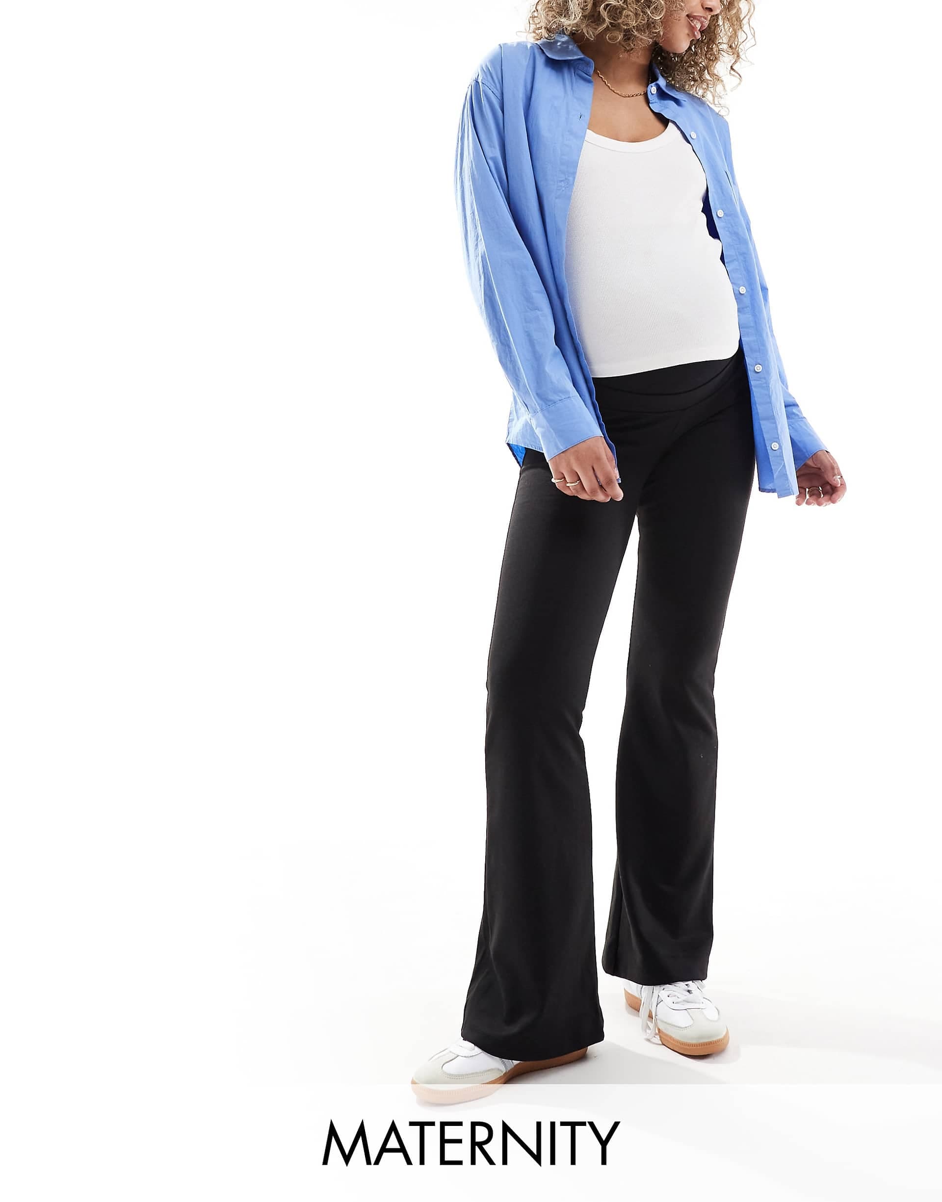 ONLY Maternity stretchy flare pants in black