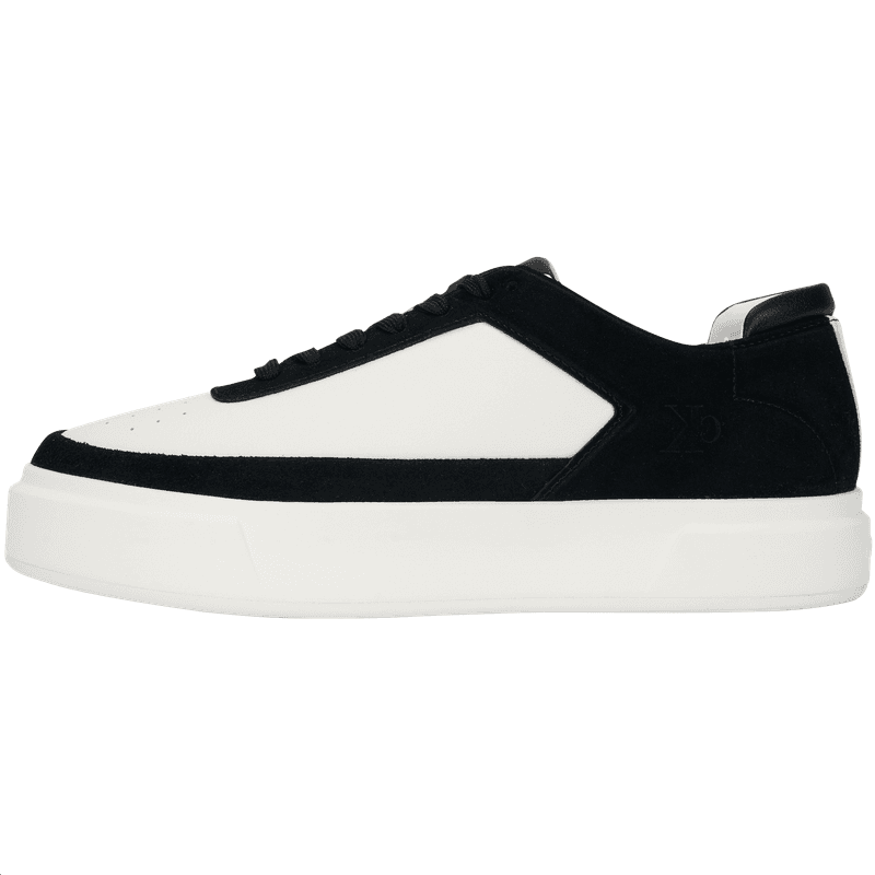 CKJ CALVIN KLEIN JEANS Retro Leather Color-Block Patchwork Sport Casual Low-Top Skate Shoes Men's White Black