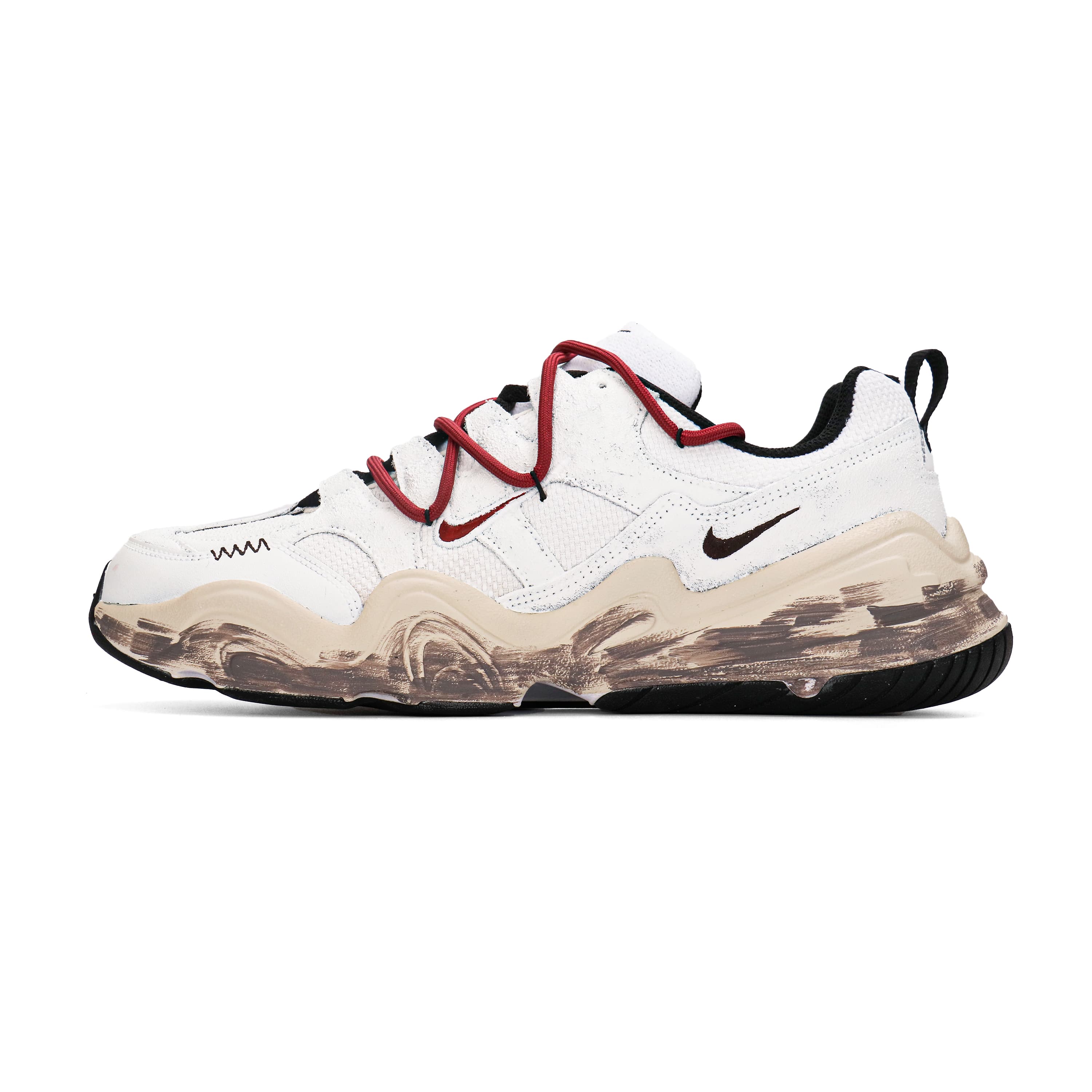 Custom Sneakers Nike Tech Hera 'Moonwalk' Spray Paint Retro Distressed High-End Versatile Comfort Wear-Resistant Low-Top Casual Shoes Unisex Off-White