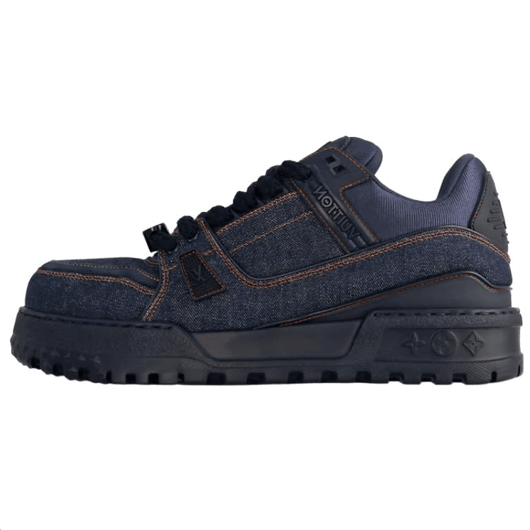 LOUIS VUITTON Trainer Maxi Low-Top Skateboard Shoes Unisex Denim Blue