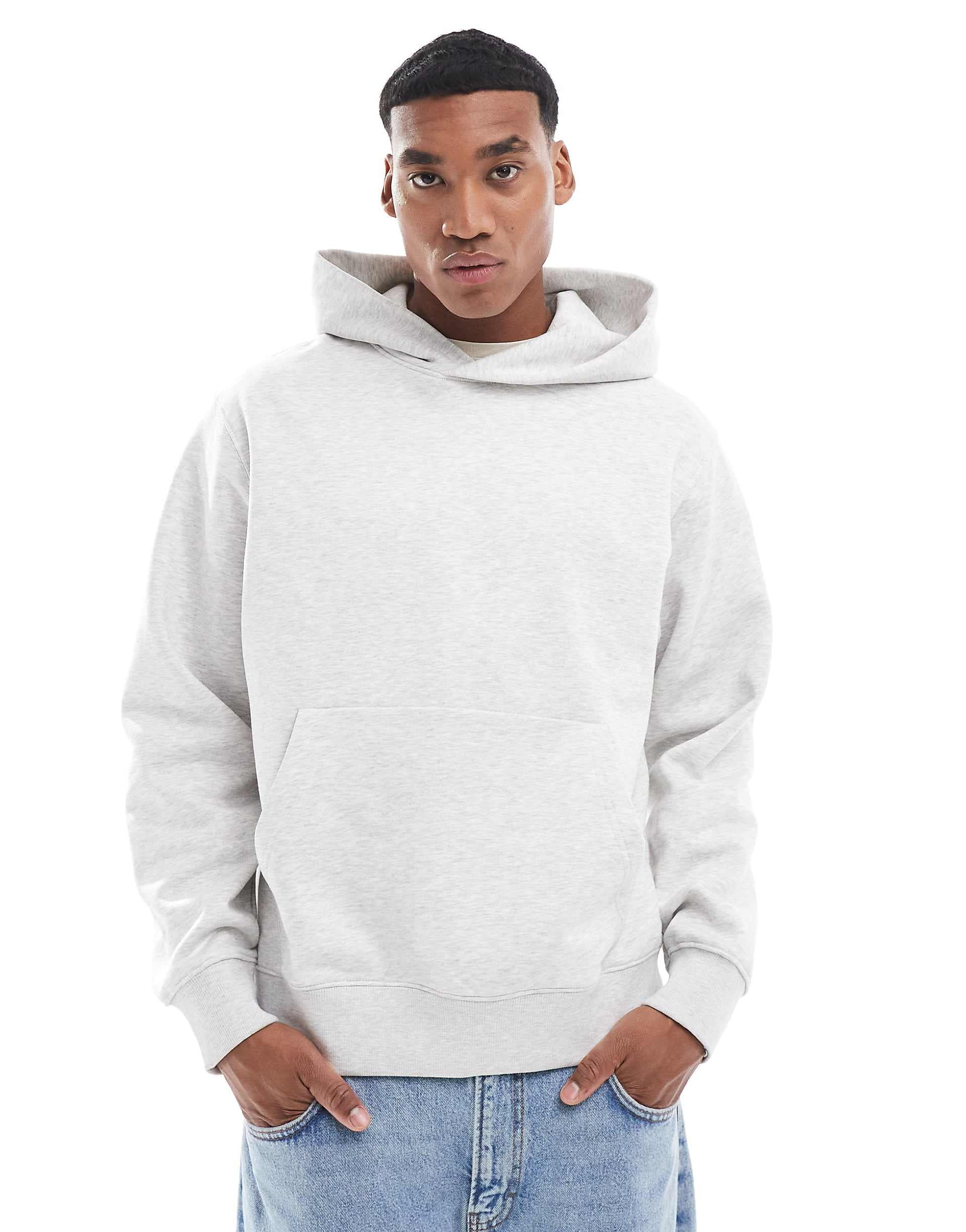 Jack & Jones Premium oversized 400gsm heavyweight hoodie in light heather gray