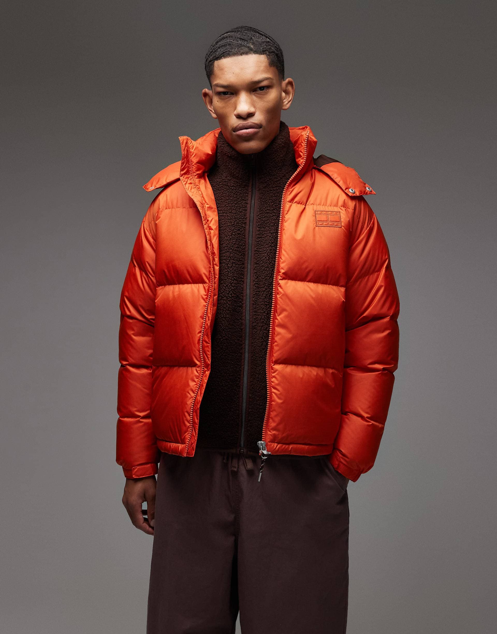 Tommy Jeans alaska puffer jacket in orange