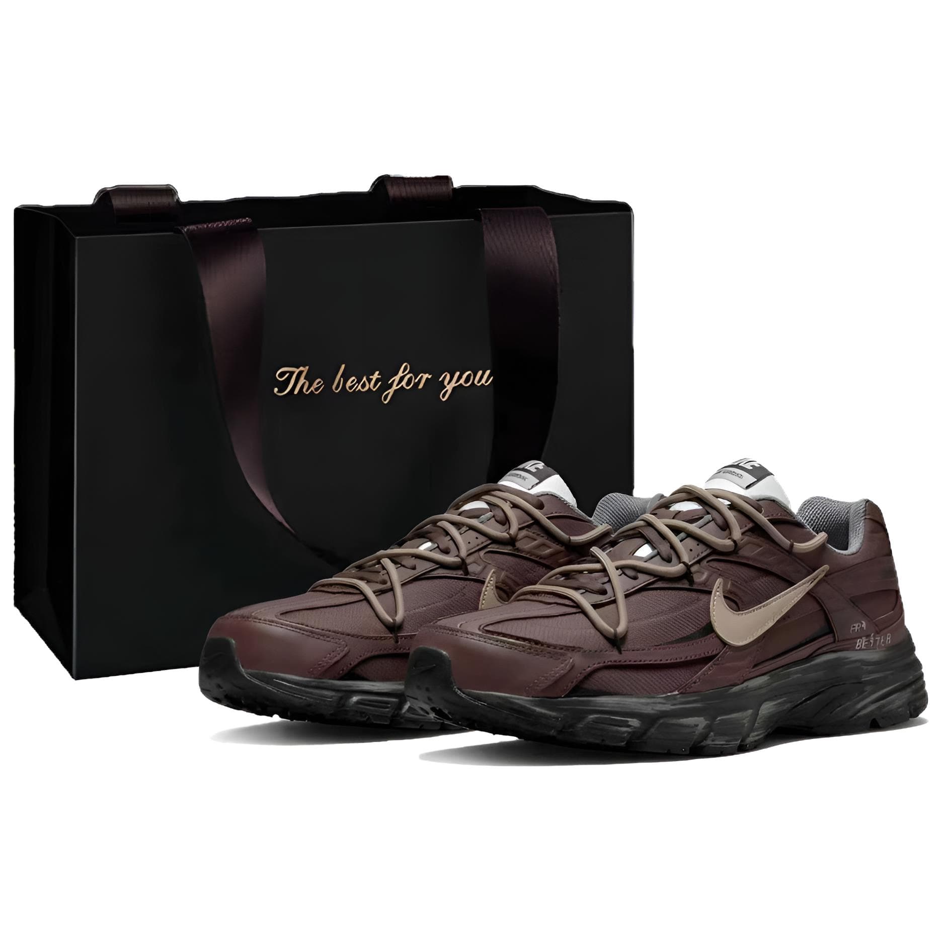 Custom Sneakers Nike Initiator 'Ruins Flying Mist' Gift Bag Version CNY Year of the Horse Gift for New Year Outdoor Functional Style Student Cushioning Wear-Resistant Low-Top Casual City Commute Running Shoes Men's Coffee Brown