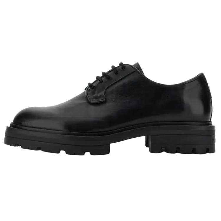 HOGAN H673 Leather Round Toe Lace-Up Casual Shoes Men's Black