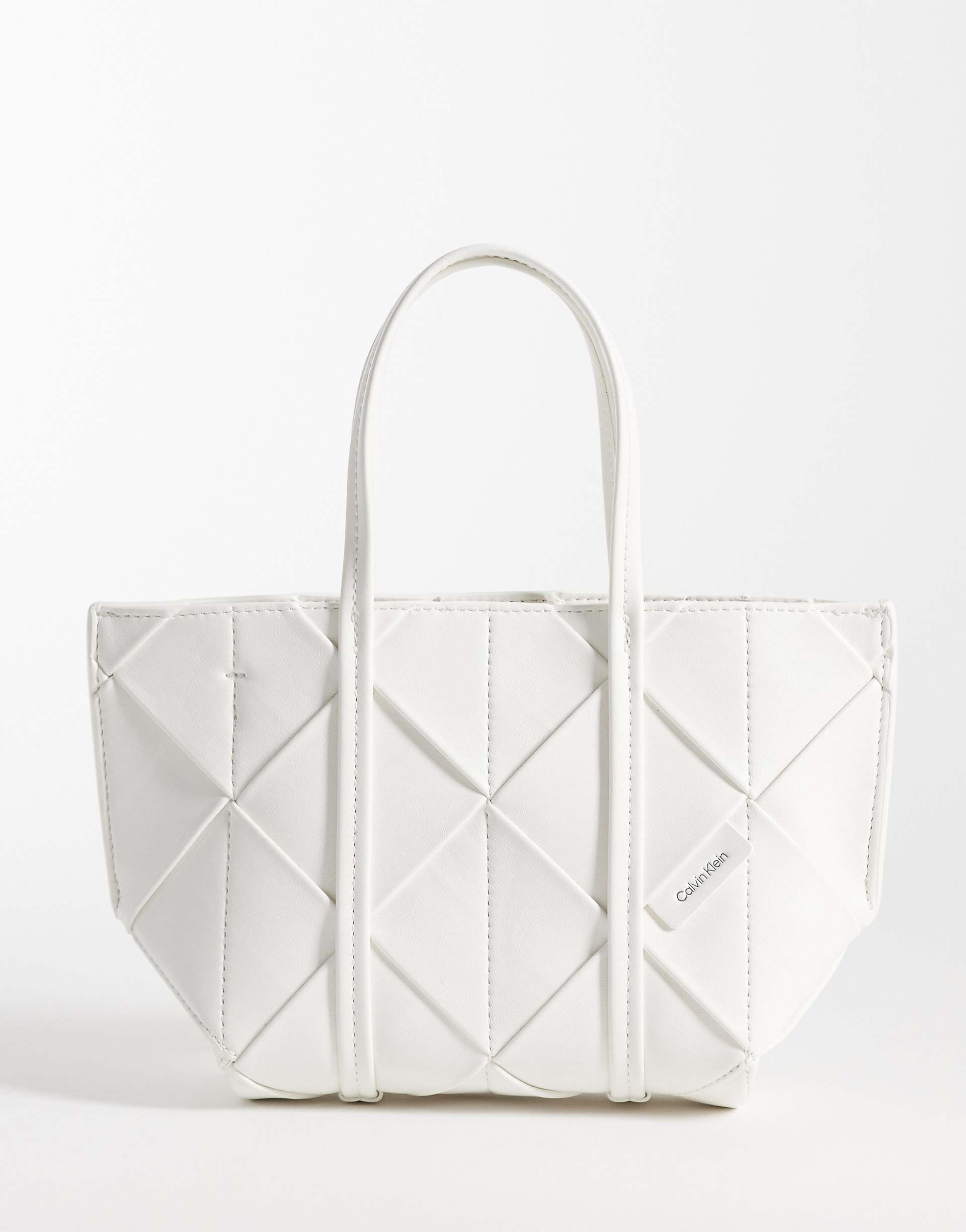 Calvin Klein woven mini tote in white