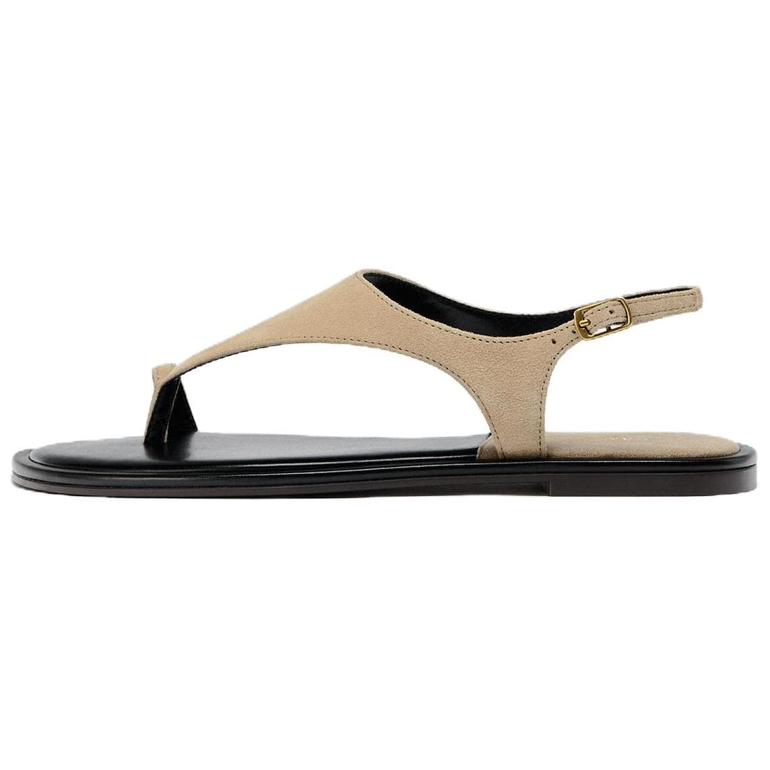 ZARA Suede Leather Cross-Strap Sandals Women's Taupe