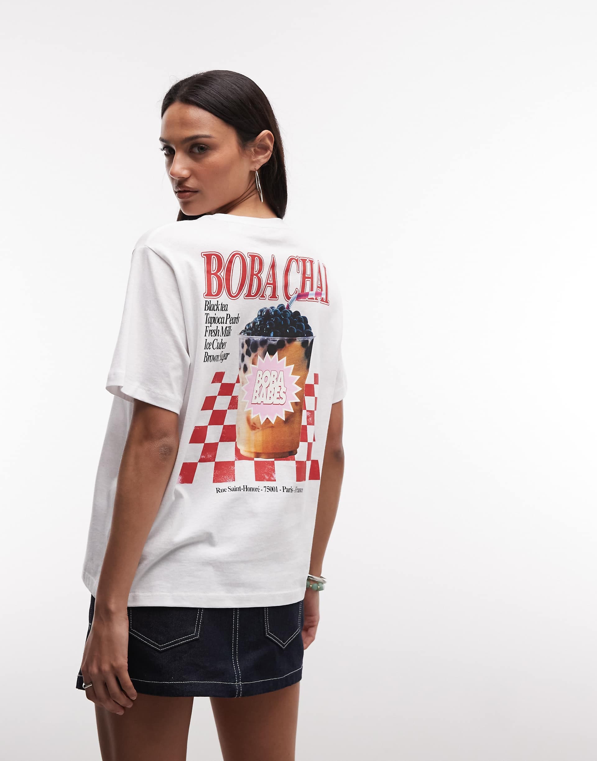 Noisy May oversized t-shirt with chai back print in white