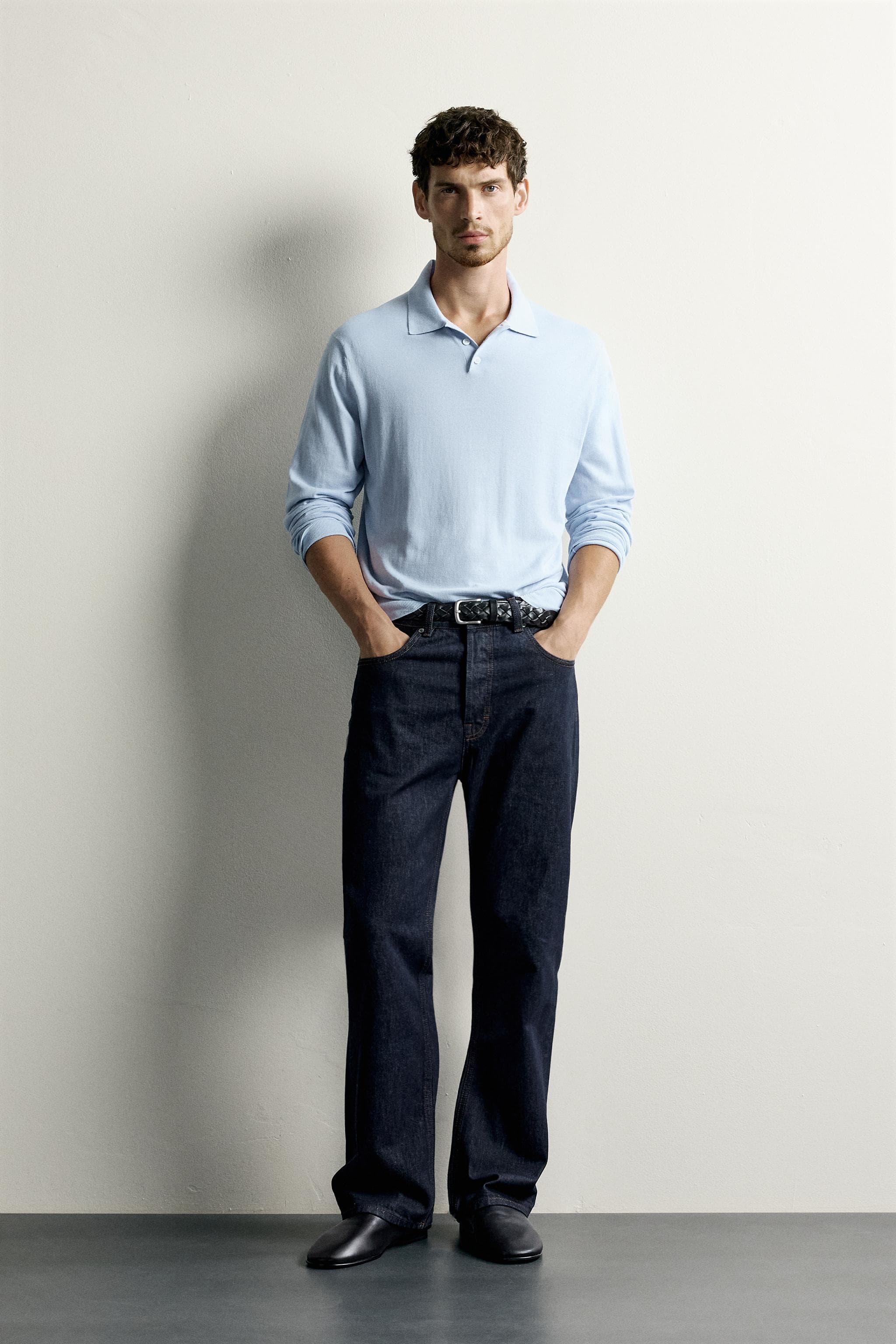 LIGHTWEIGHT COTTON-BLEND KNIT POLO SHIRT