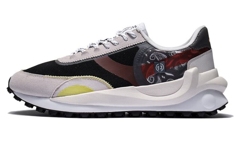 LiNing Square Anti-Slip Wear-Resistant Low-Top Sports Casual Shoes Men's Black White