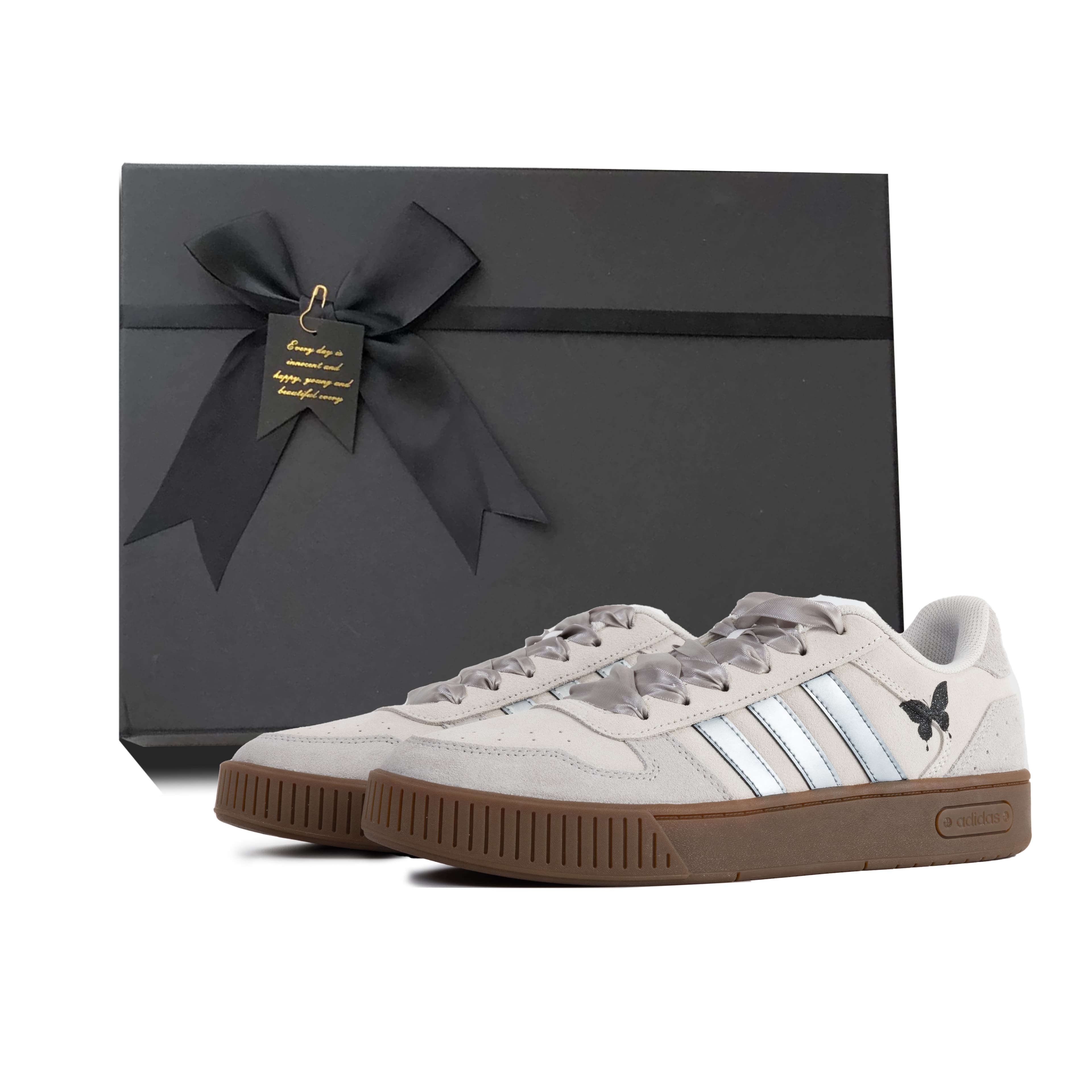 Custom Sneakers adidas neo D-PAD 'Silver Mist Butterfly' German Training Casual Urban Minimalist Gift Box Slip-Resistant Lightweight Low-Top Sneakers Unisex Silver Gray