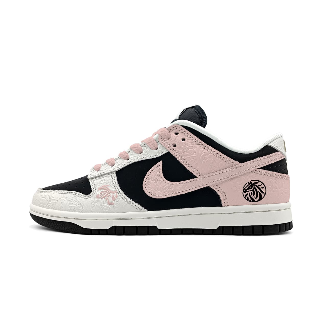 Custom SneakersNike Dunk CNY New Year Edition 'Horse Treads on Auspicious Clouds' Comfortable Fit Trendy Personality Year of the Horse Couple Versatile Low-Top Skate Shoes Unisex Black White Pink
