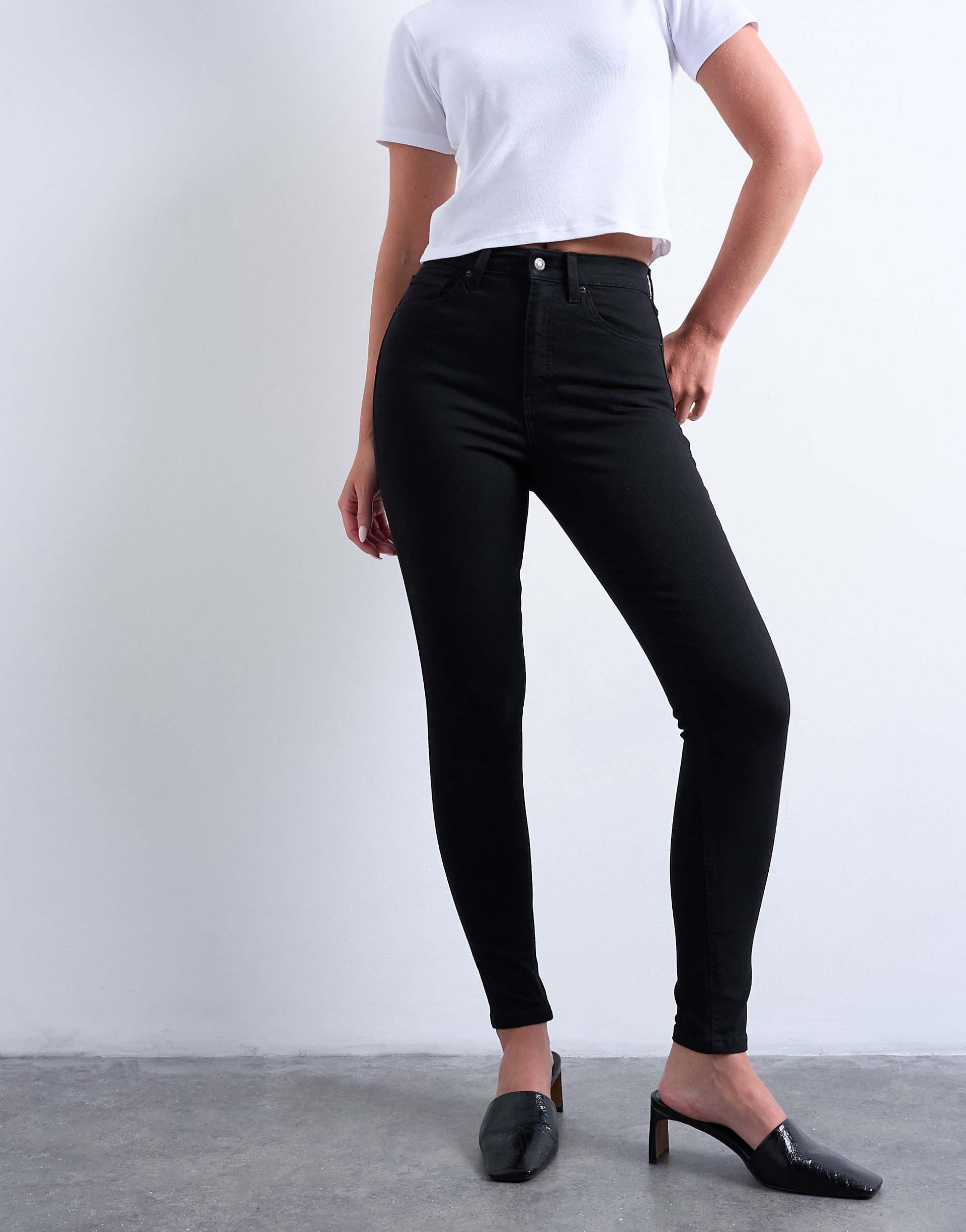 Topshop Hourglass Jamie high rise skinny jeans in black