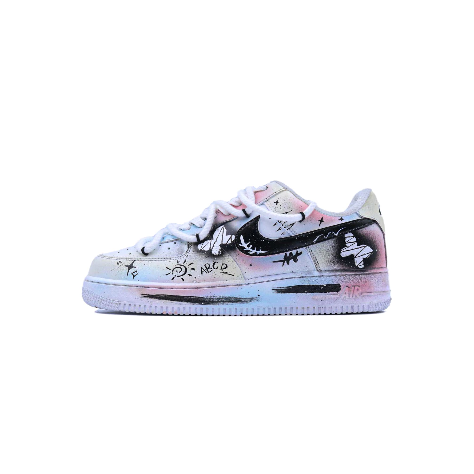 Custom Nike Air Force 1 'Nova Point' Iridescent Star Butterfly Low-Top Casual Sneakers Unisex