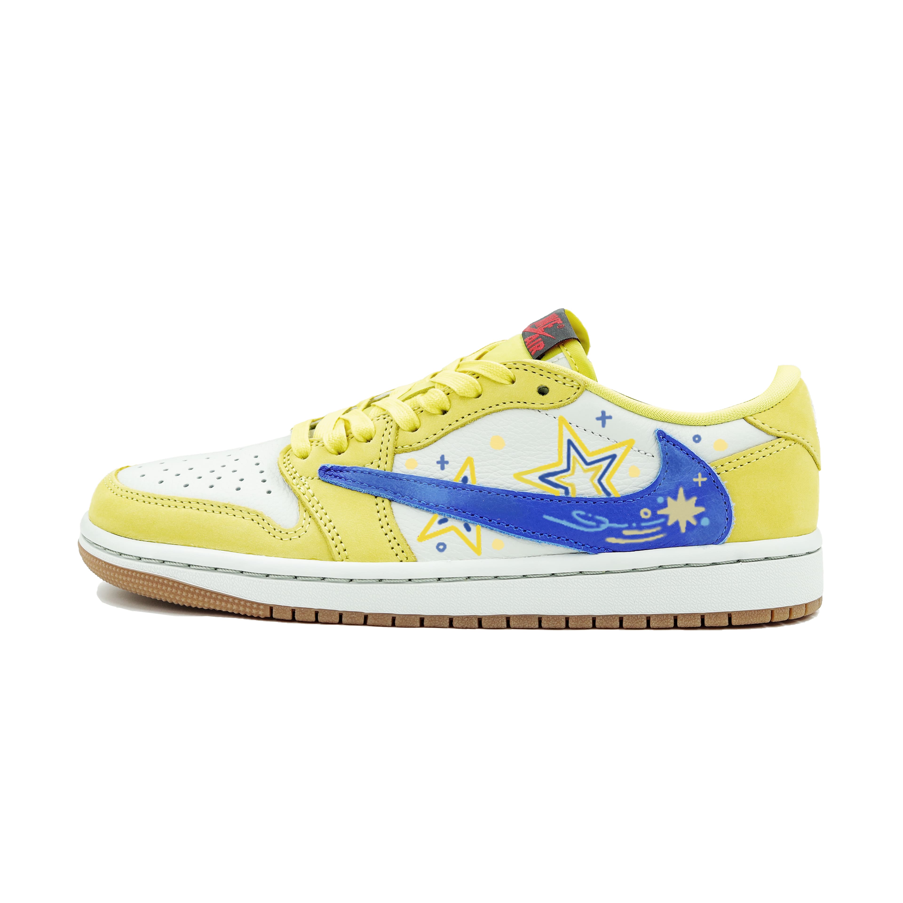 JORDAN Travis Scott X Air JORDAN Vintage Basketball Shoes Women's Low Top Yellow