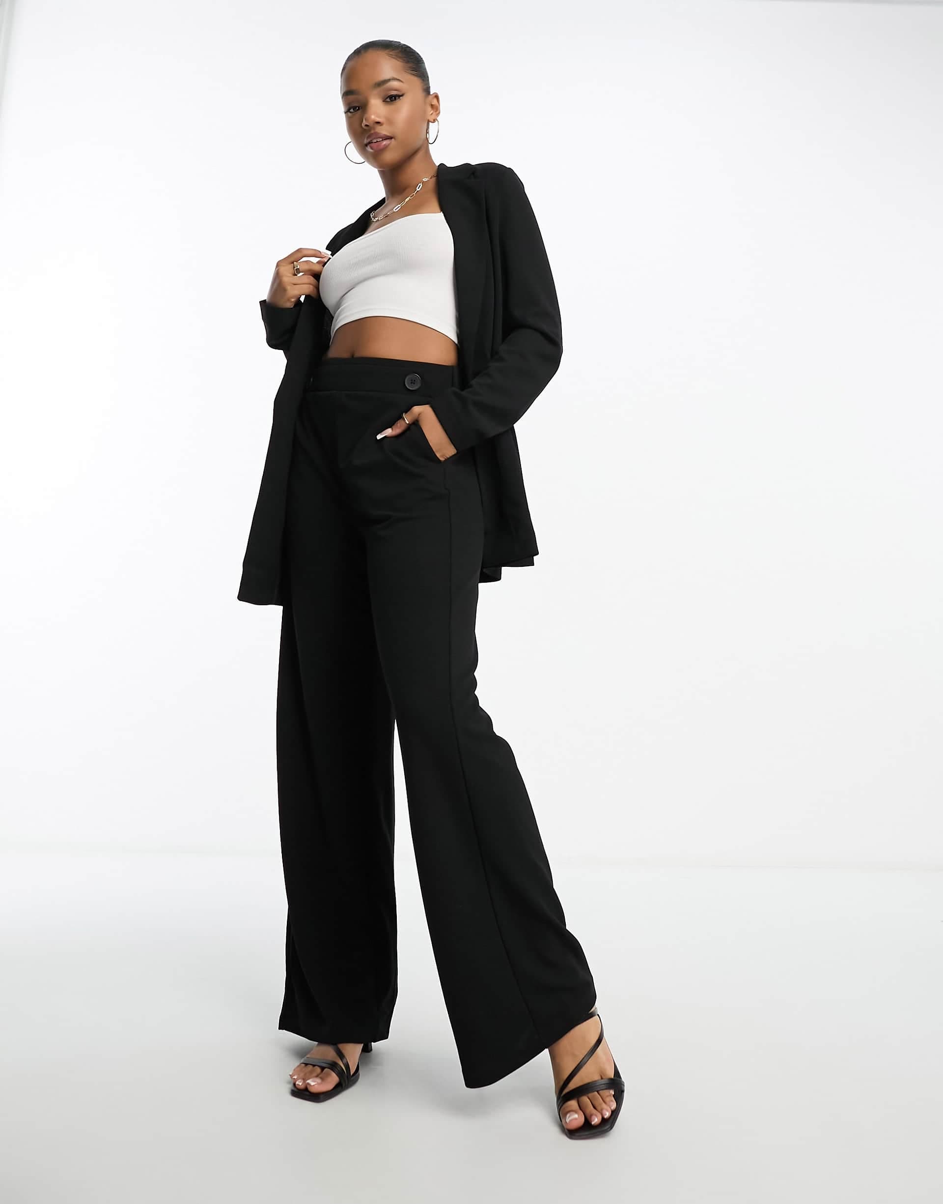 Vero Moda wide leg jersey pants in black - part of a set