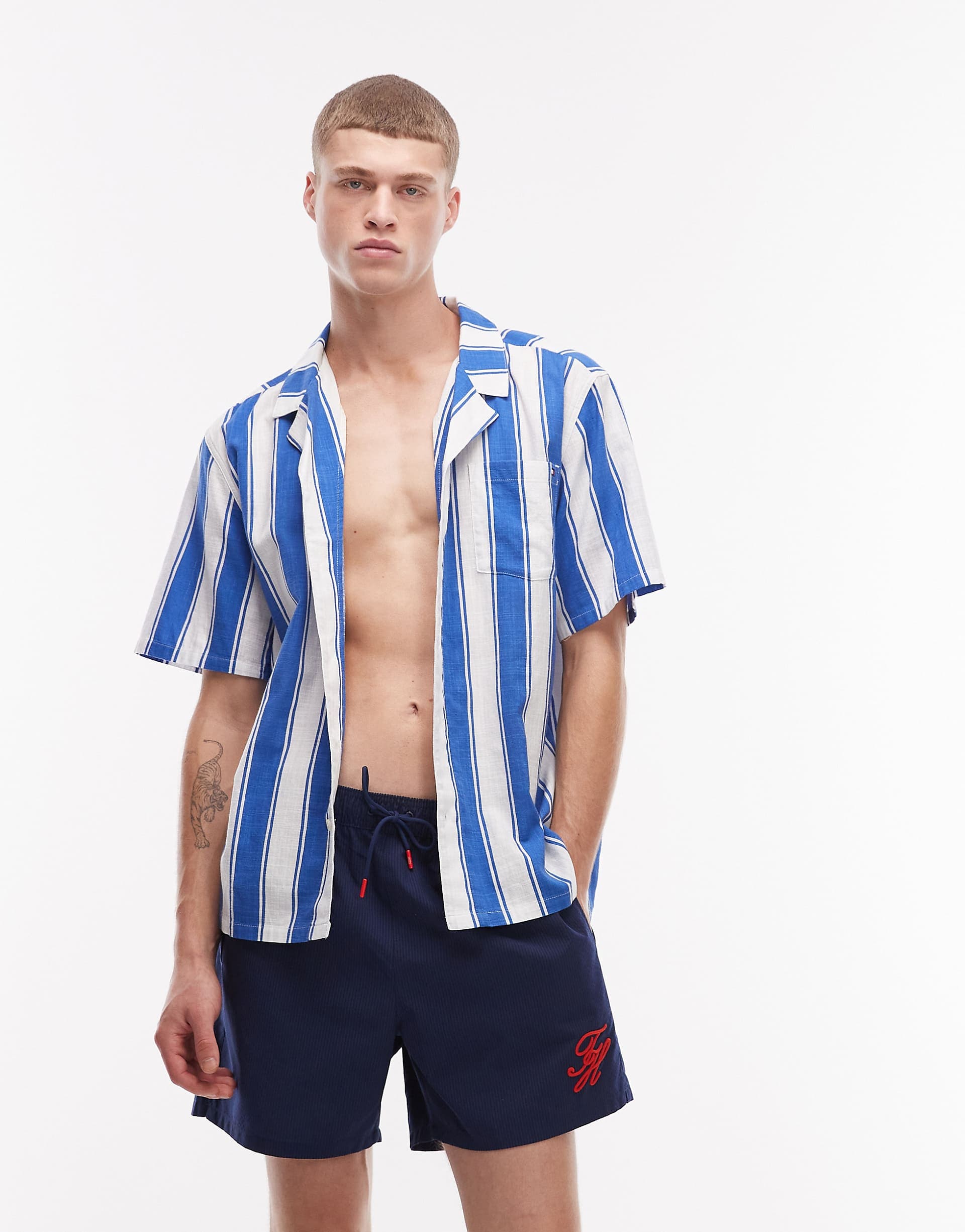 Tommy Hilfiger resort bowling shirt in blue stripes