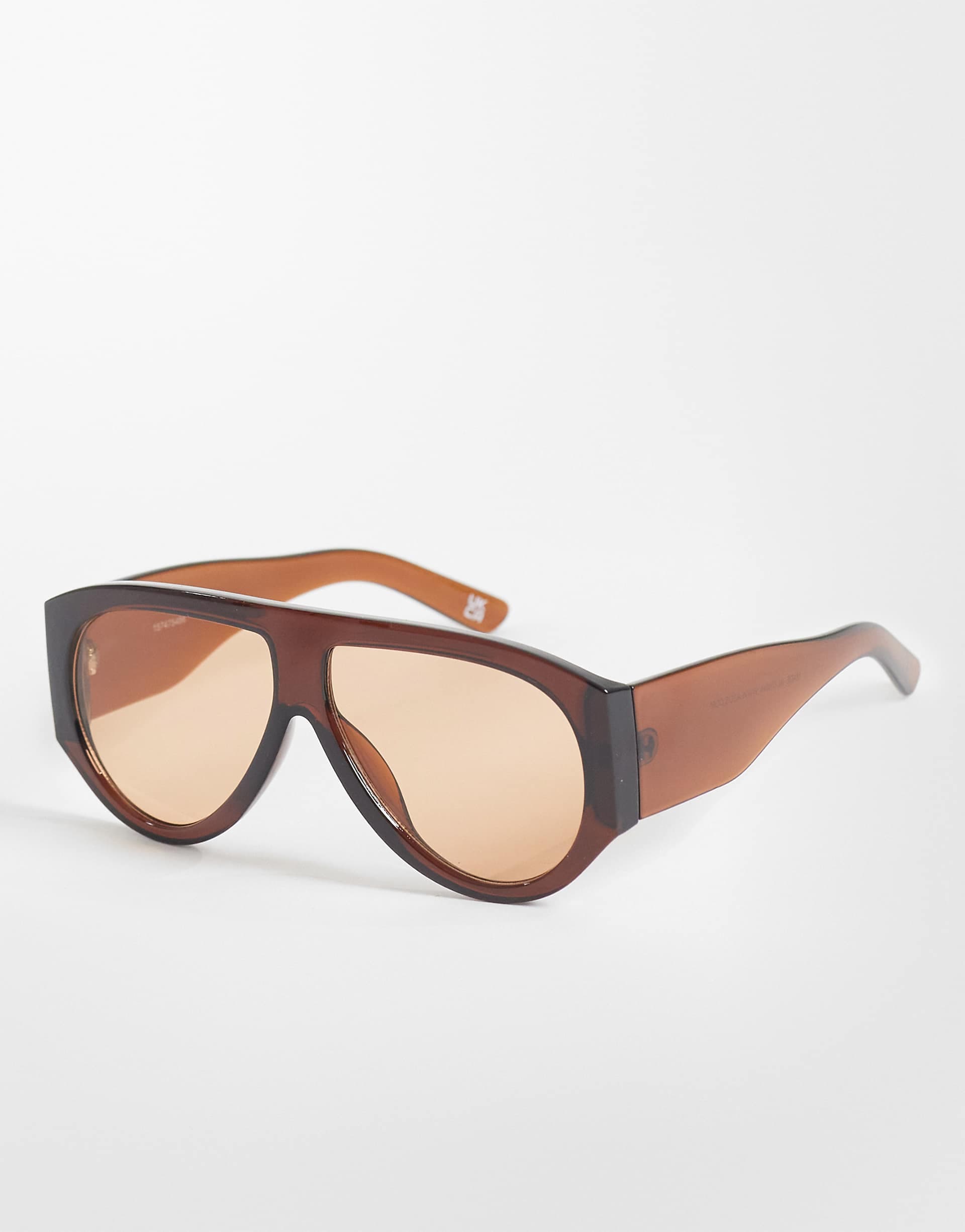 ASOS DESIGN aviator sunglasses with wide temple in tonal brown