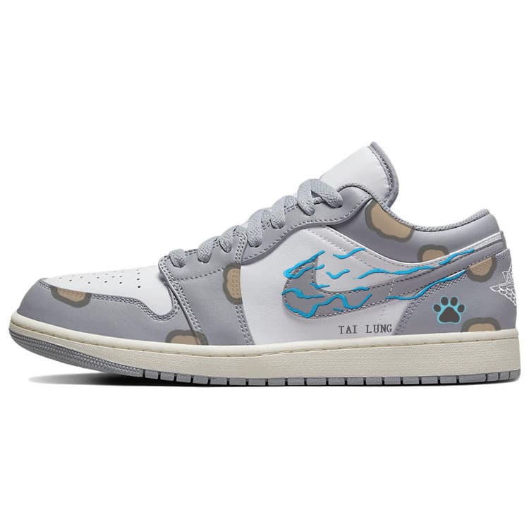 JORDAN Air JORDAN 1 Vintage Basketball Shoes Men Low Top White/Gray