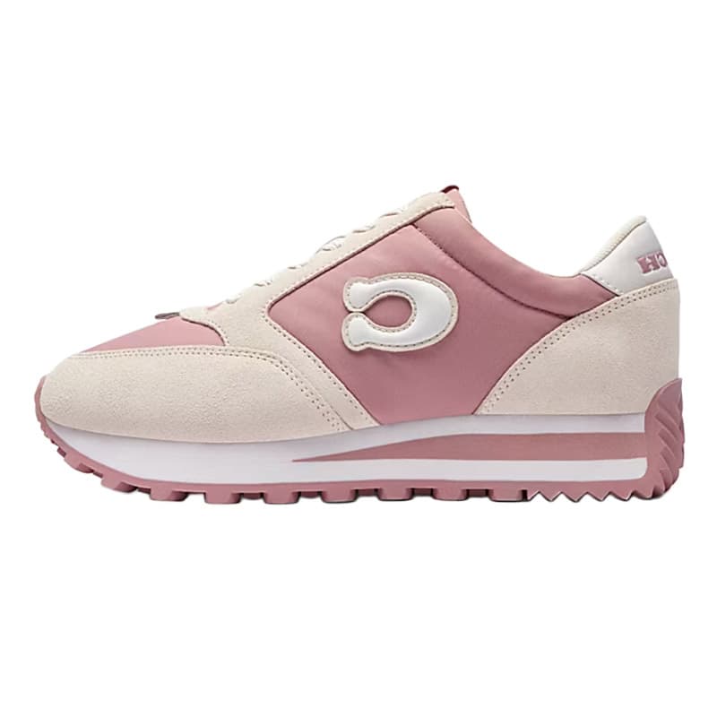 COACH Polyester (Polyester) Suede Round Toe Lace-Up Platform Low-Top Casual Shoes Women's Pink
