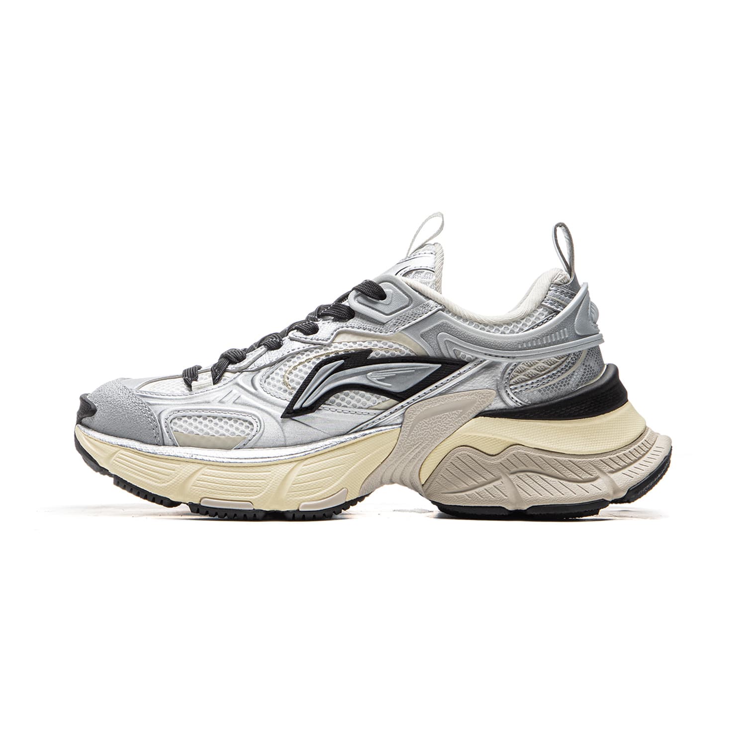 LiNing Star Cushioned Slip-Resistant Abrasion-Resistant Breathable Low-Top Casual Shoes Women's Silver White