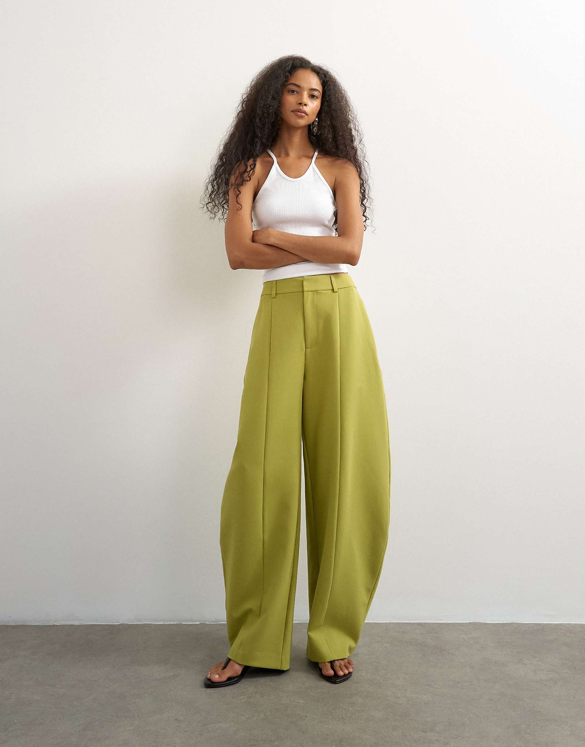Topshop barrel leg pants in olive - part of a set