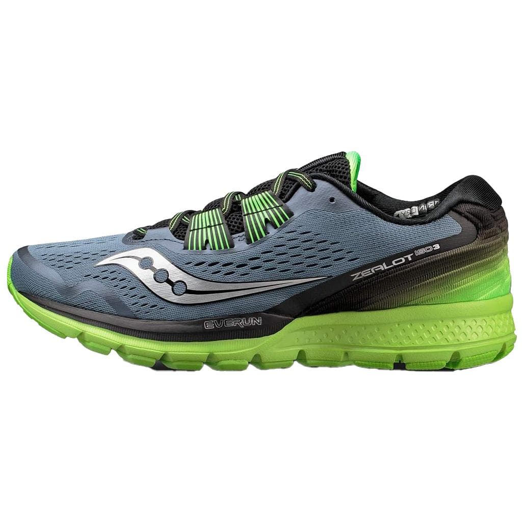 Saucony Zealot Iso 3 Cushioned Slip Resistant Low Top Running Shoes Men's Gray Black Green