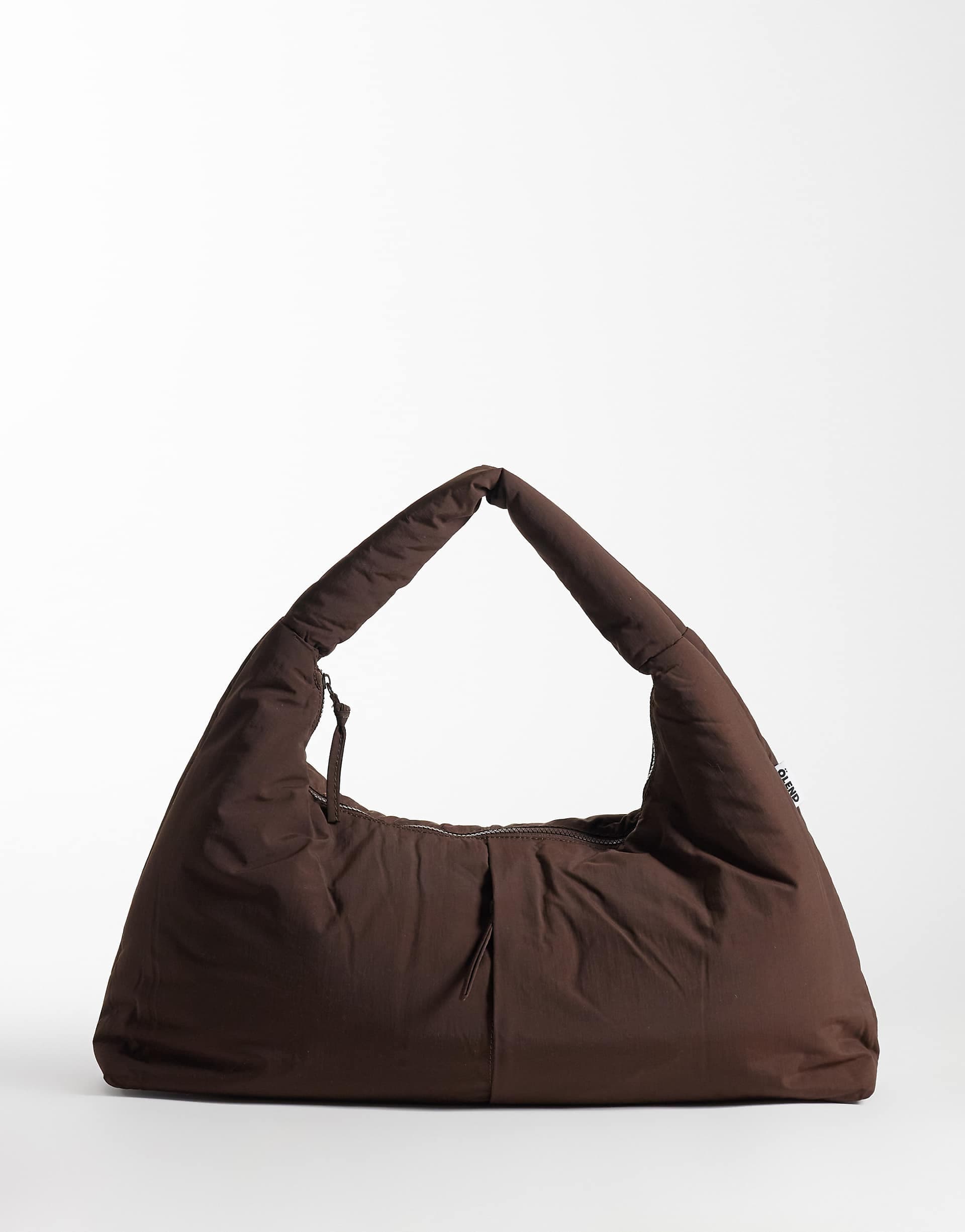 OLEND Nico large nylon shoulder bag in chocolate