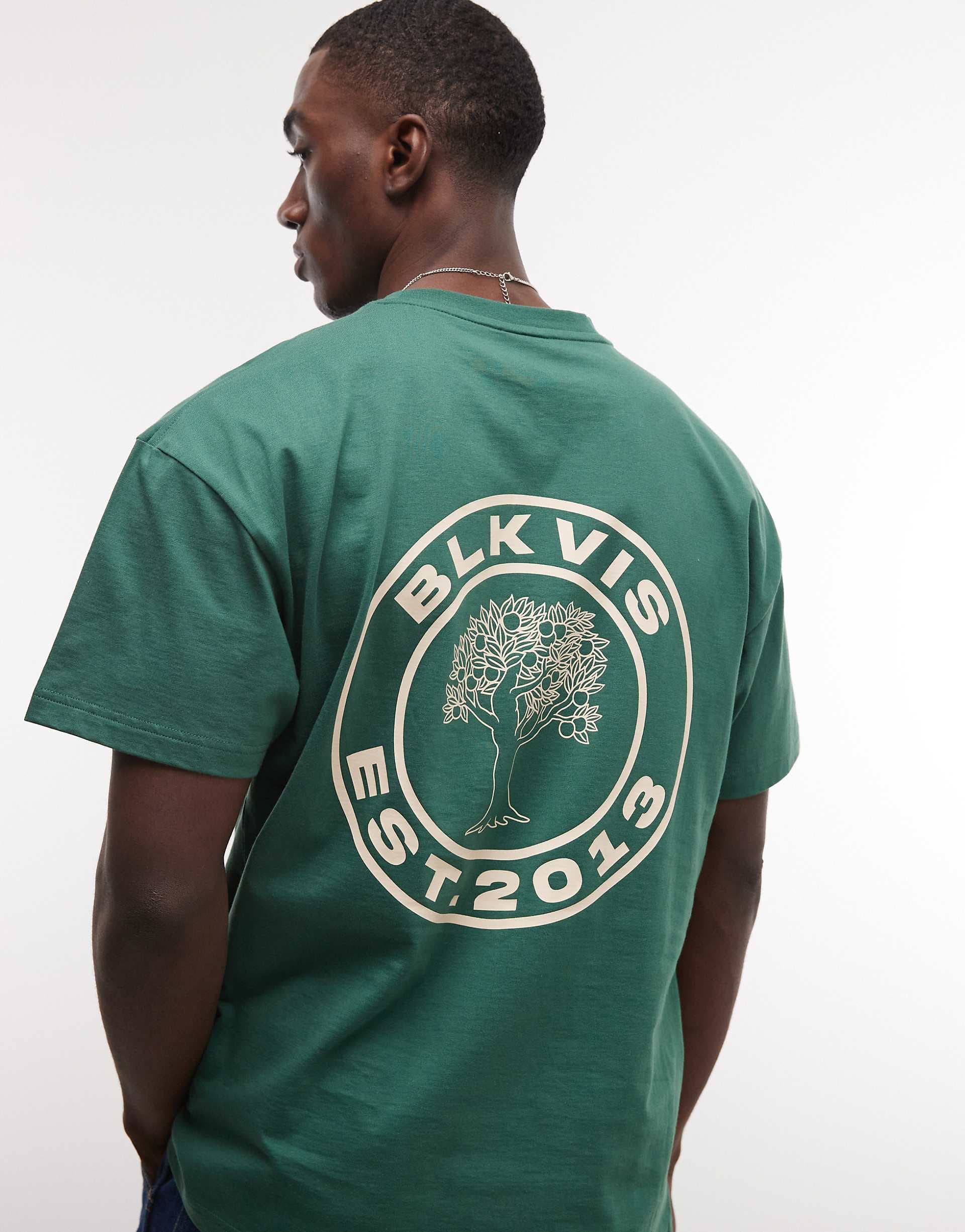 BLKVIS source T-shirt with back graphic in green