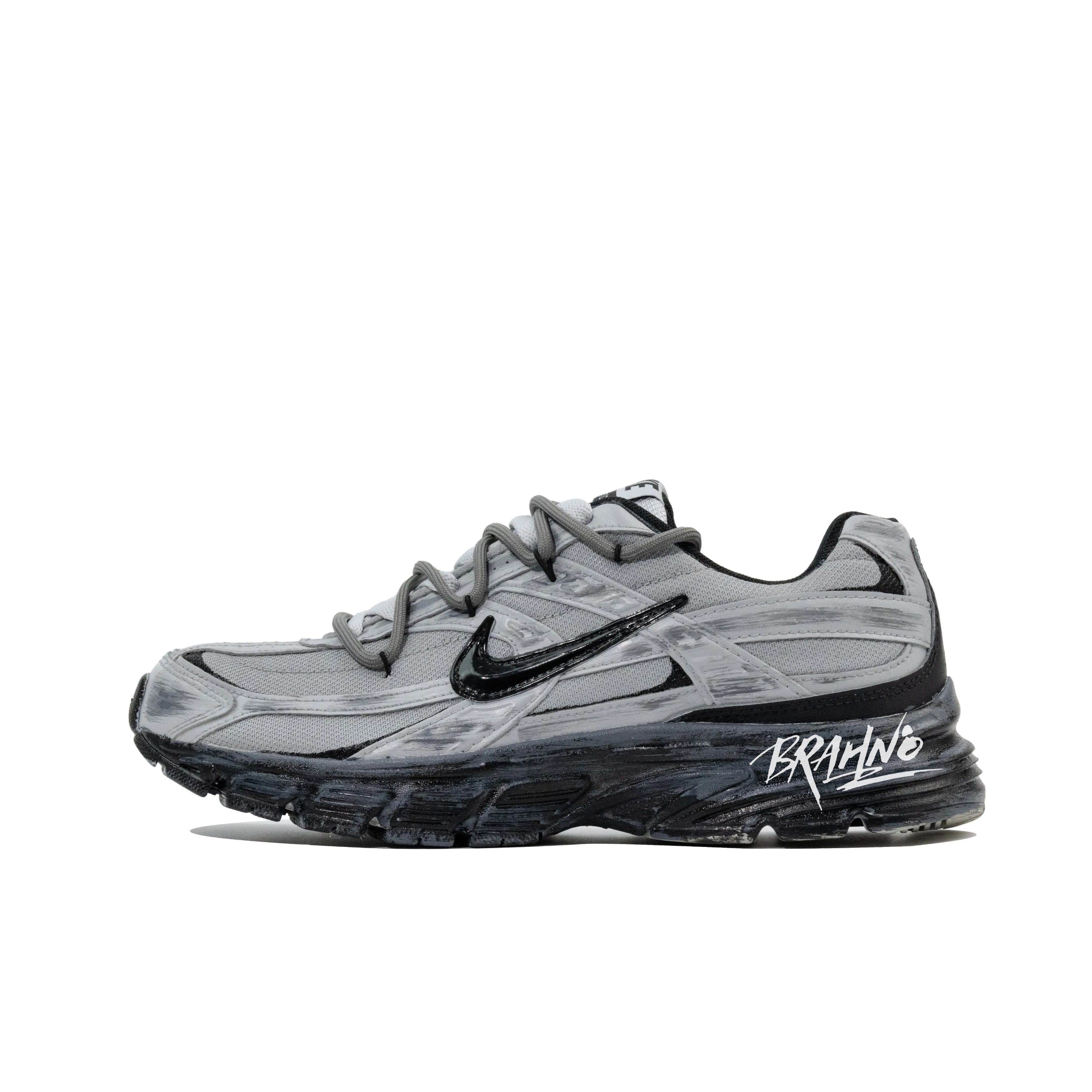 Custom SneakersNike Initiator 'Old Path Worn Tracks' Retro Distressed Autumn Winter Trendy Techwear Low-Top Running Shoes Unisex Grey