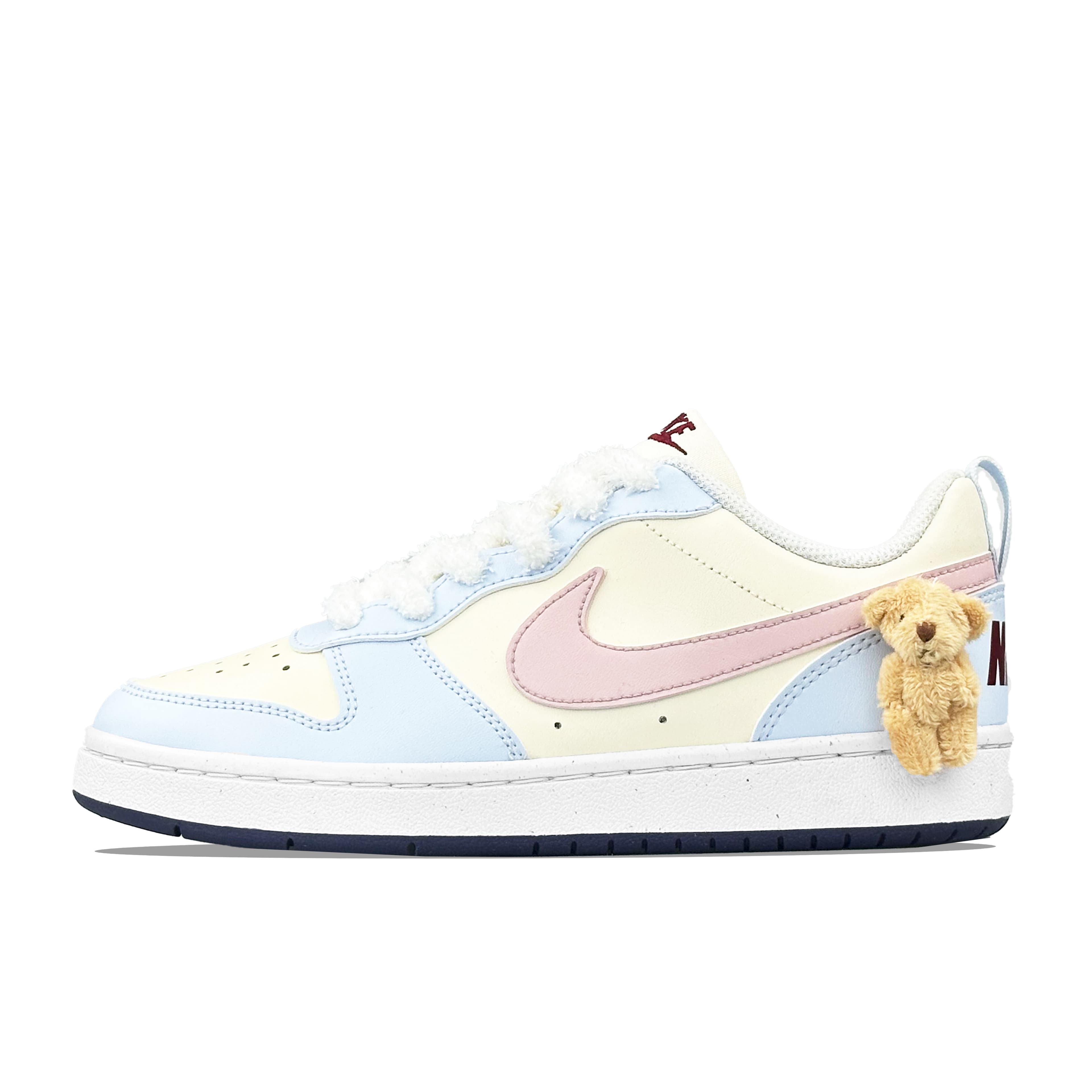 Custom Nike Court Borough 'Chubby Bear Dopamine' Cute Playful Girly Girlfriend Youthful Durable Low-Top Sneakers Women's Blue Pink