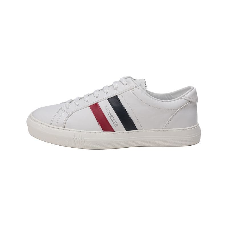 Moncler Leather Striped Comfort Low-Top Fashion Skate Shoes Men's White