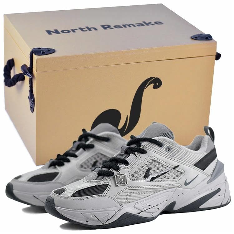 Nike M2K Tekno Anti-Slip Wear-Resistant Low-Top Chunky Sneakers Unisex Gray