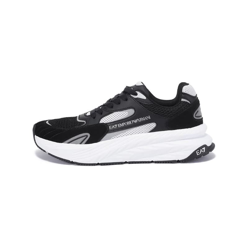 EMPORIO ARMANI EA7 Lace-Up Mesh Platform Low-Top Lifestyle Sneakers Unisex Black