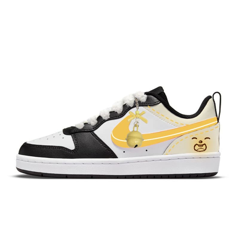 Custom SneakersNike Court Borough 'Bell Ringing Cute Heart' Campus Style MIU Girl Simplified Air Force One Couple Casual Shoes Low-Top Skate Shoes Women's Cream Yellow