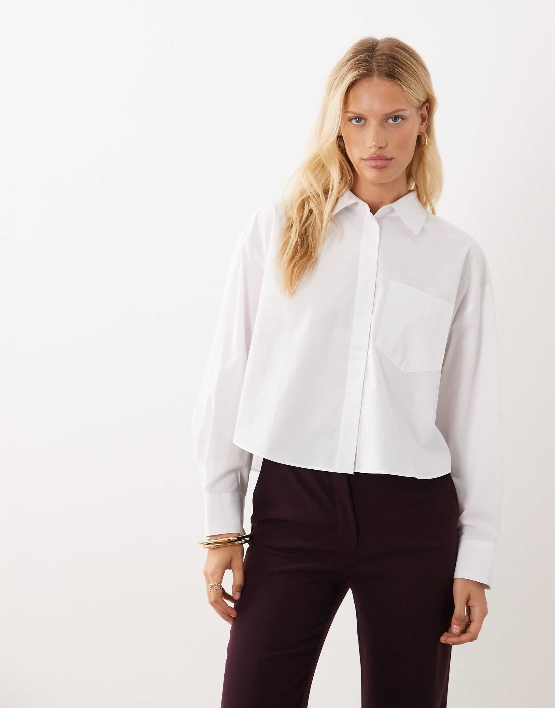 Mango cropped shirt in white